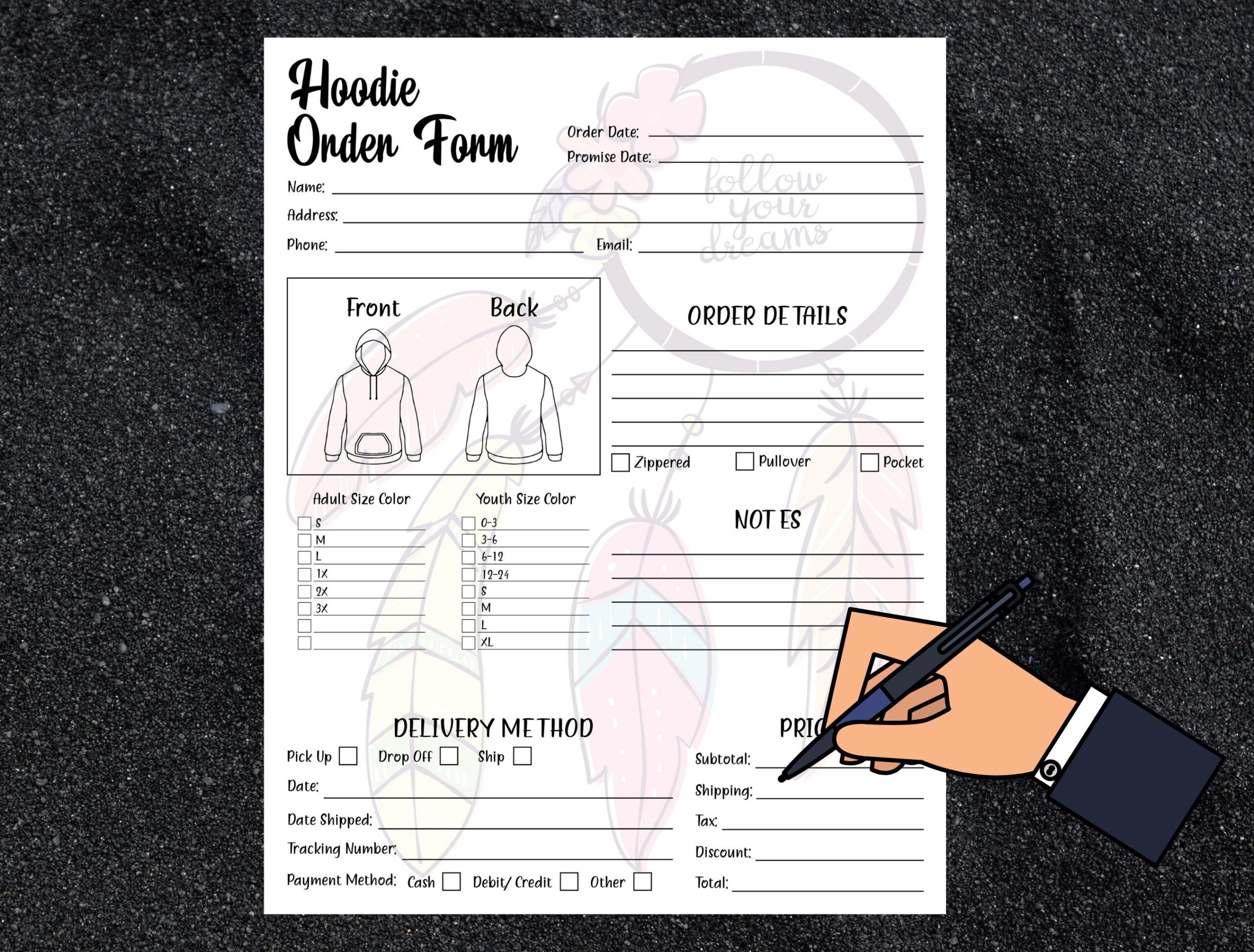 Custom Hoodoe Sweatshirt Order Form Templates Free Printable