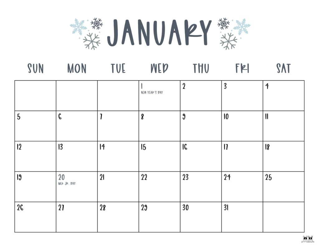 Free Printable 2025 Monthly Calendar Templates Word
