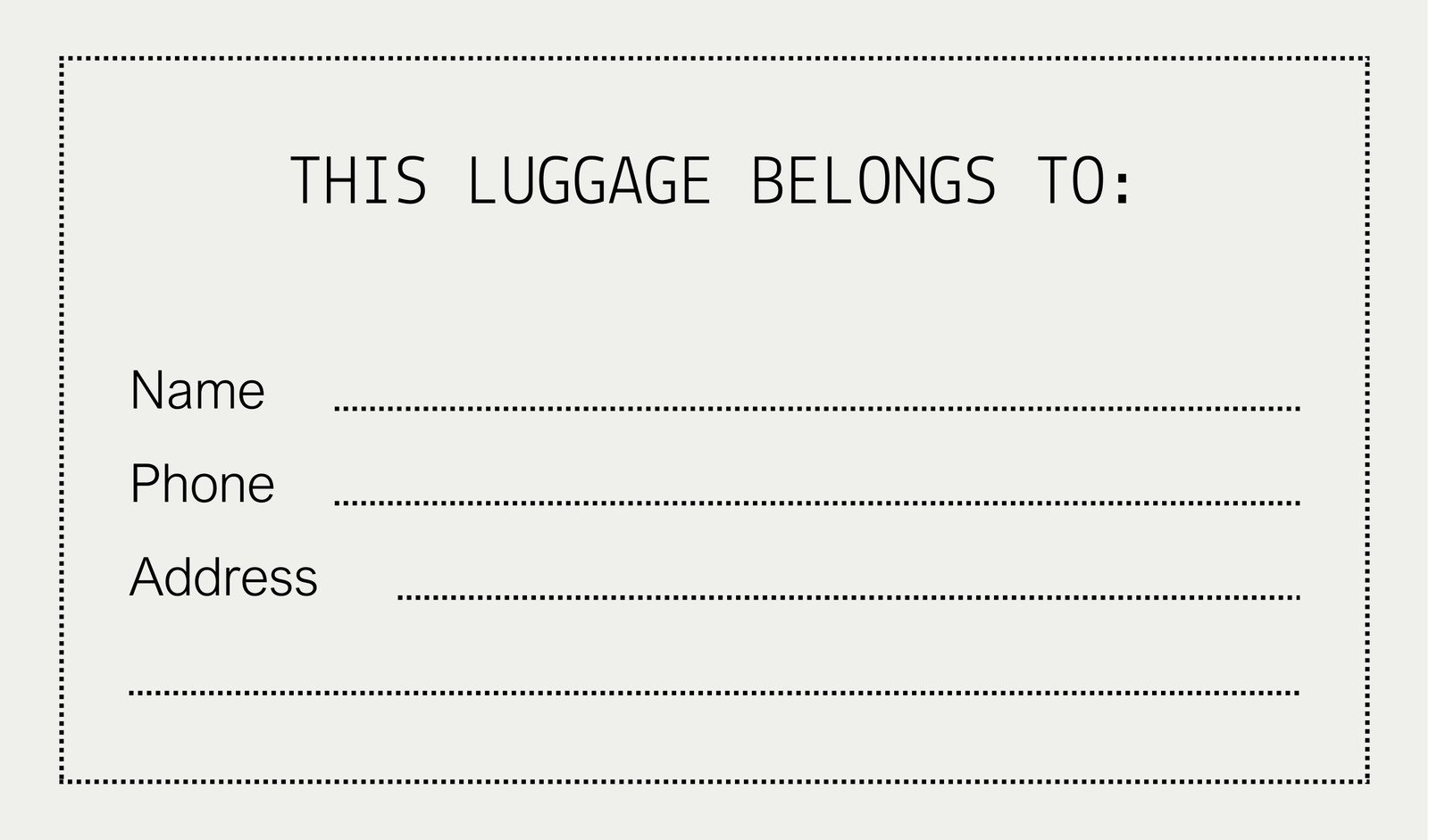 Free Printable Luggage Tag Templates