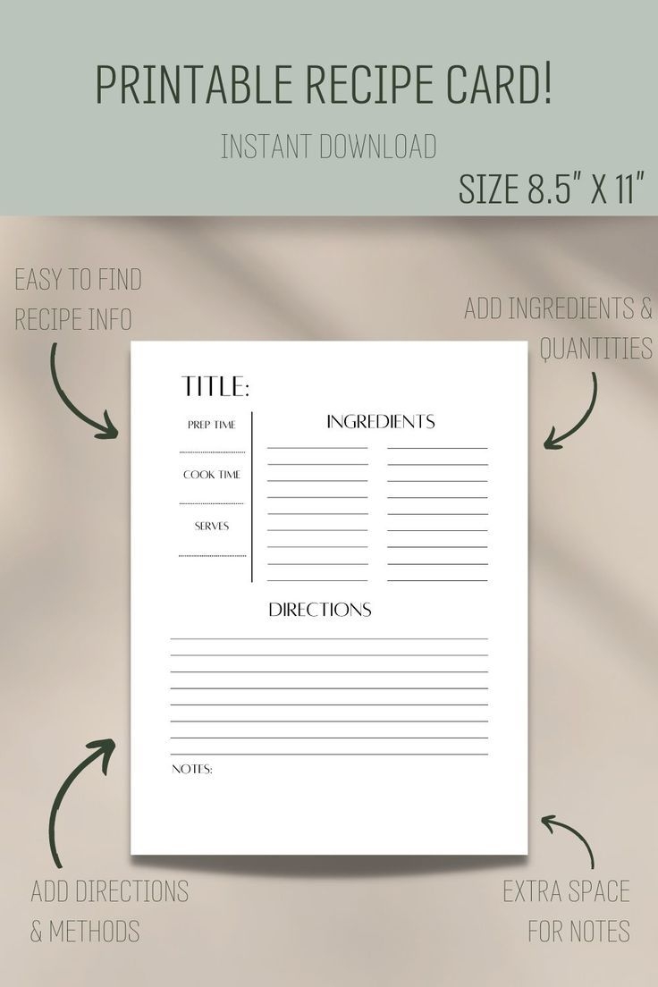 Free Printable Recipe Templates 8.5 X 11