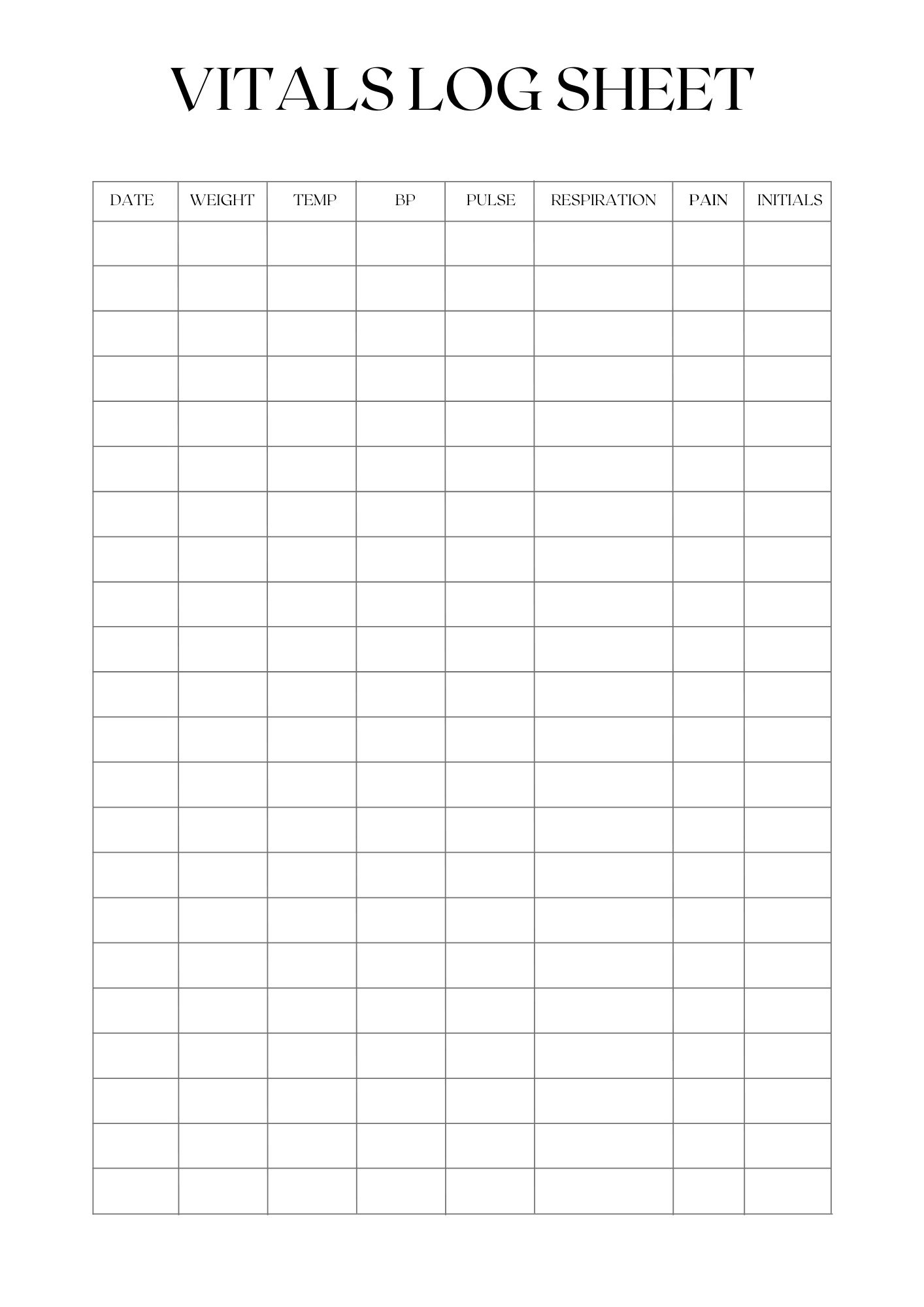 Templates Free Printable Vital Signs Flow Sheet