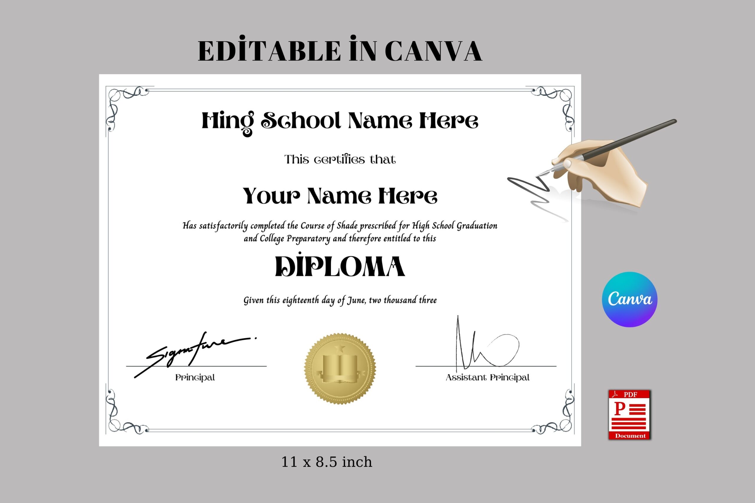 Free Printable High School Diploma Templates With Seal