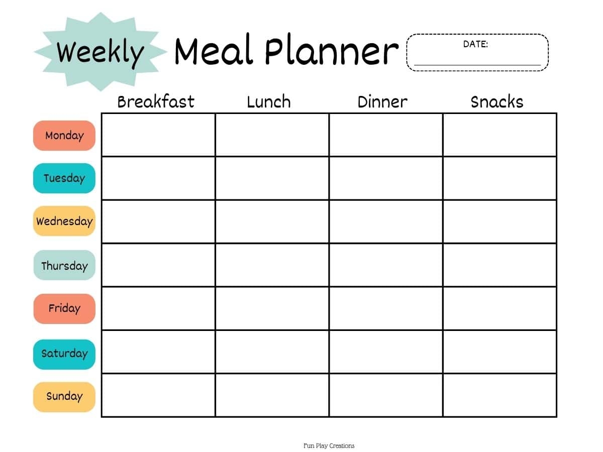 Meal Plan Templates Free Printable