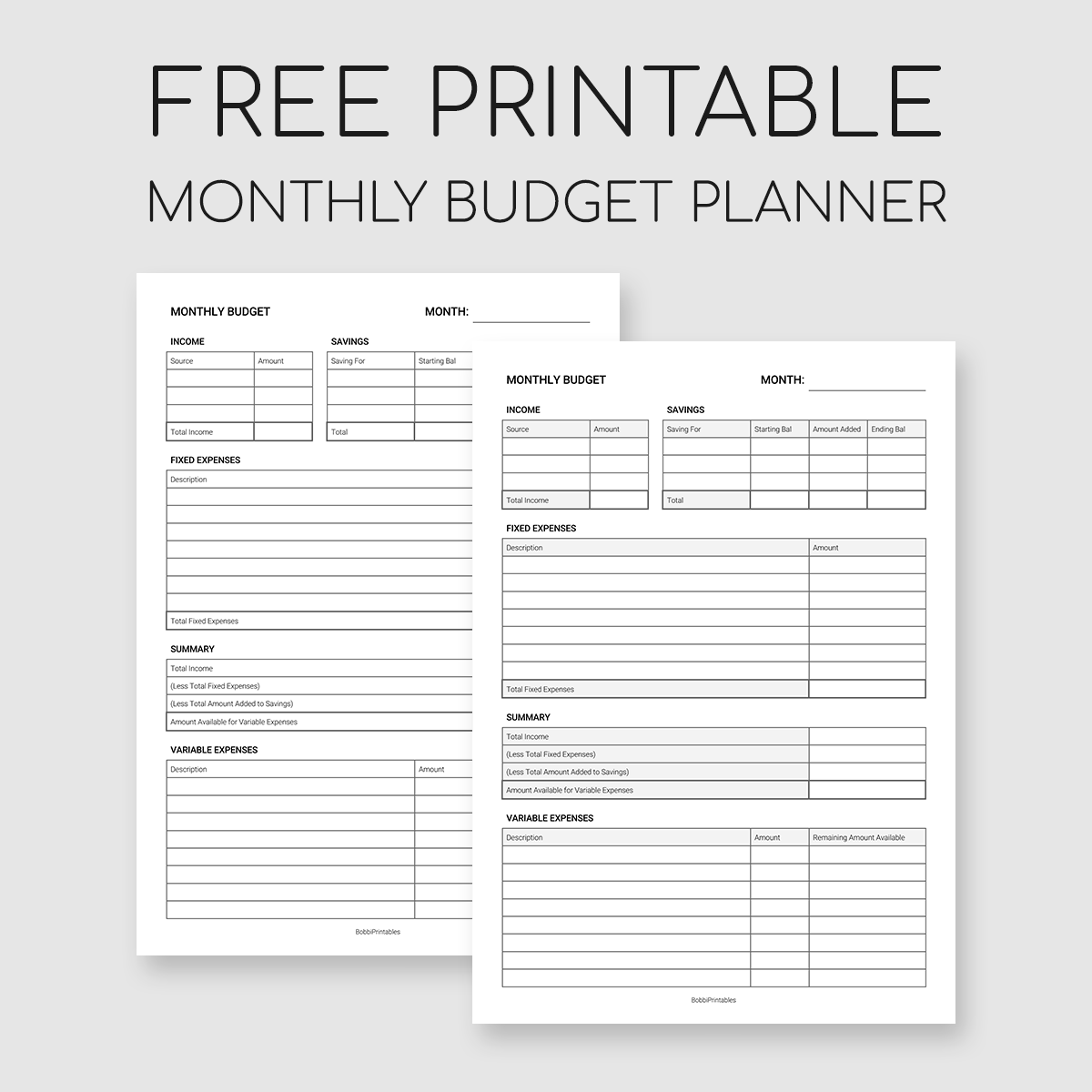 Free Household Budget Templates Printable