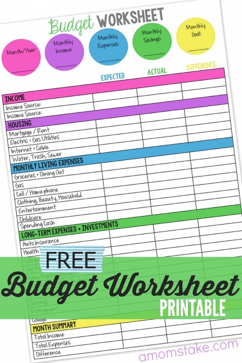 Household Budget Templates Free Printable