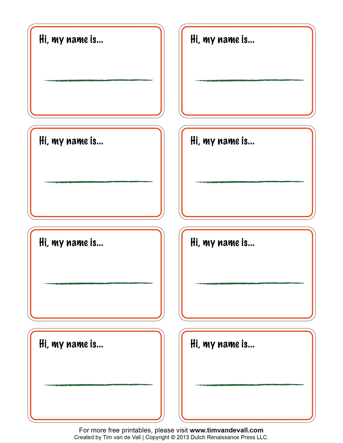 Name Tag Templates Free Printable