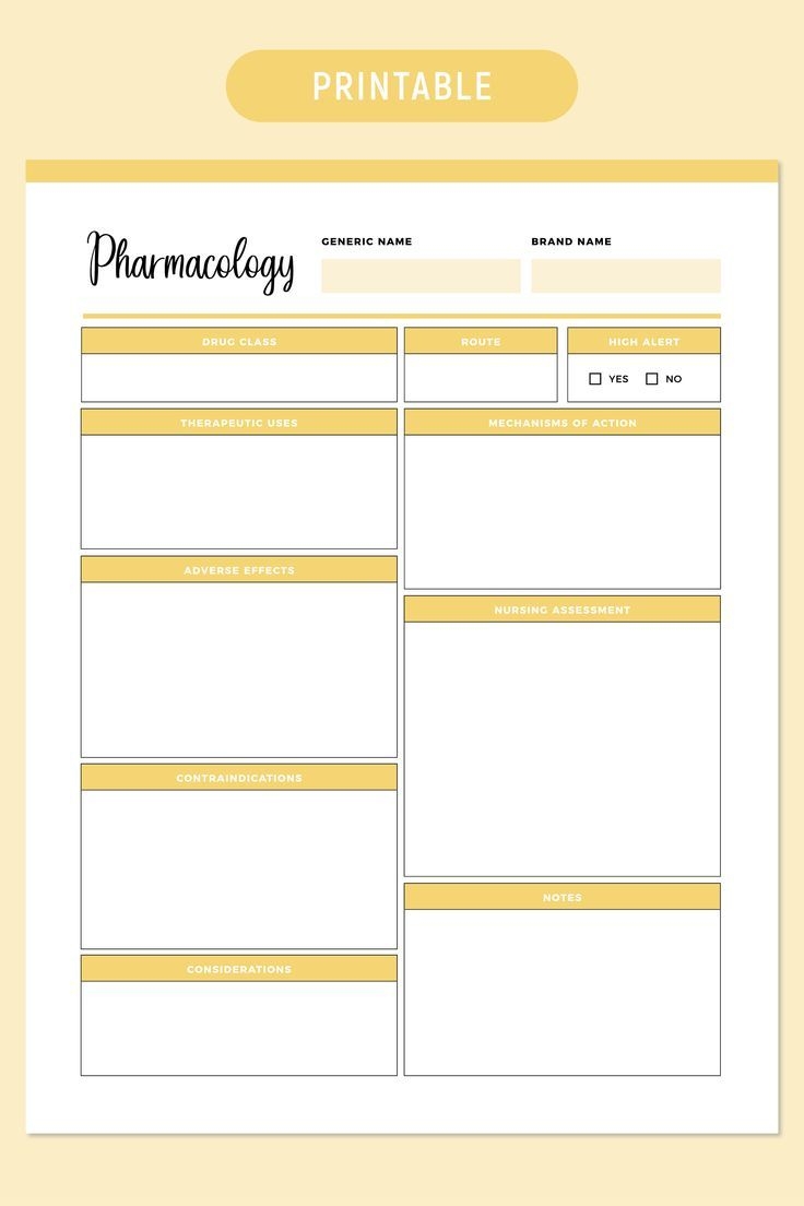 Free Printable Pharmacology Drug Card Templates