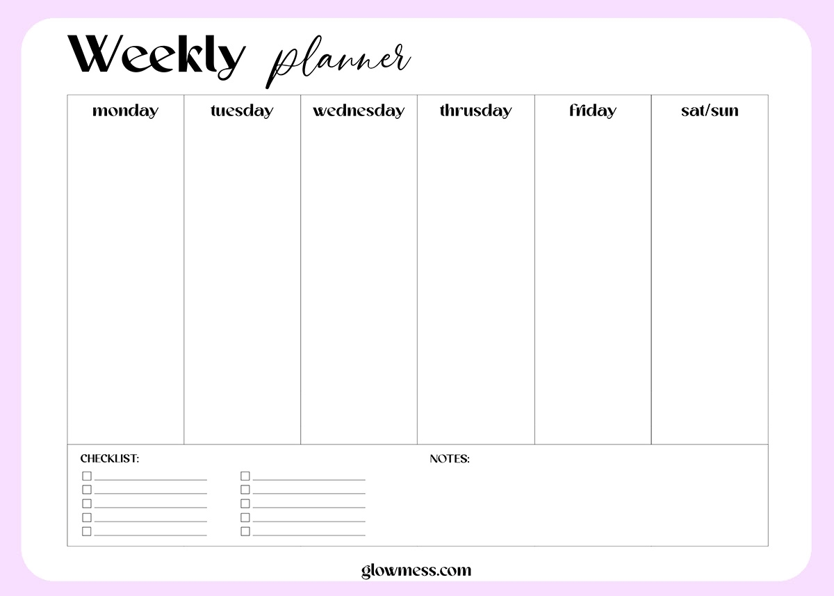 Printable Weekly Planner Free Calendar Template PDF Download Printable Weekly Planner Free Calendar Template PDF Download