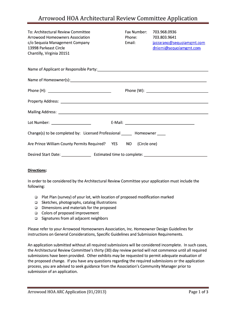 Free Printable Hoa Forms And Templates
