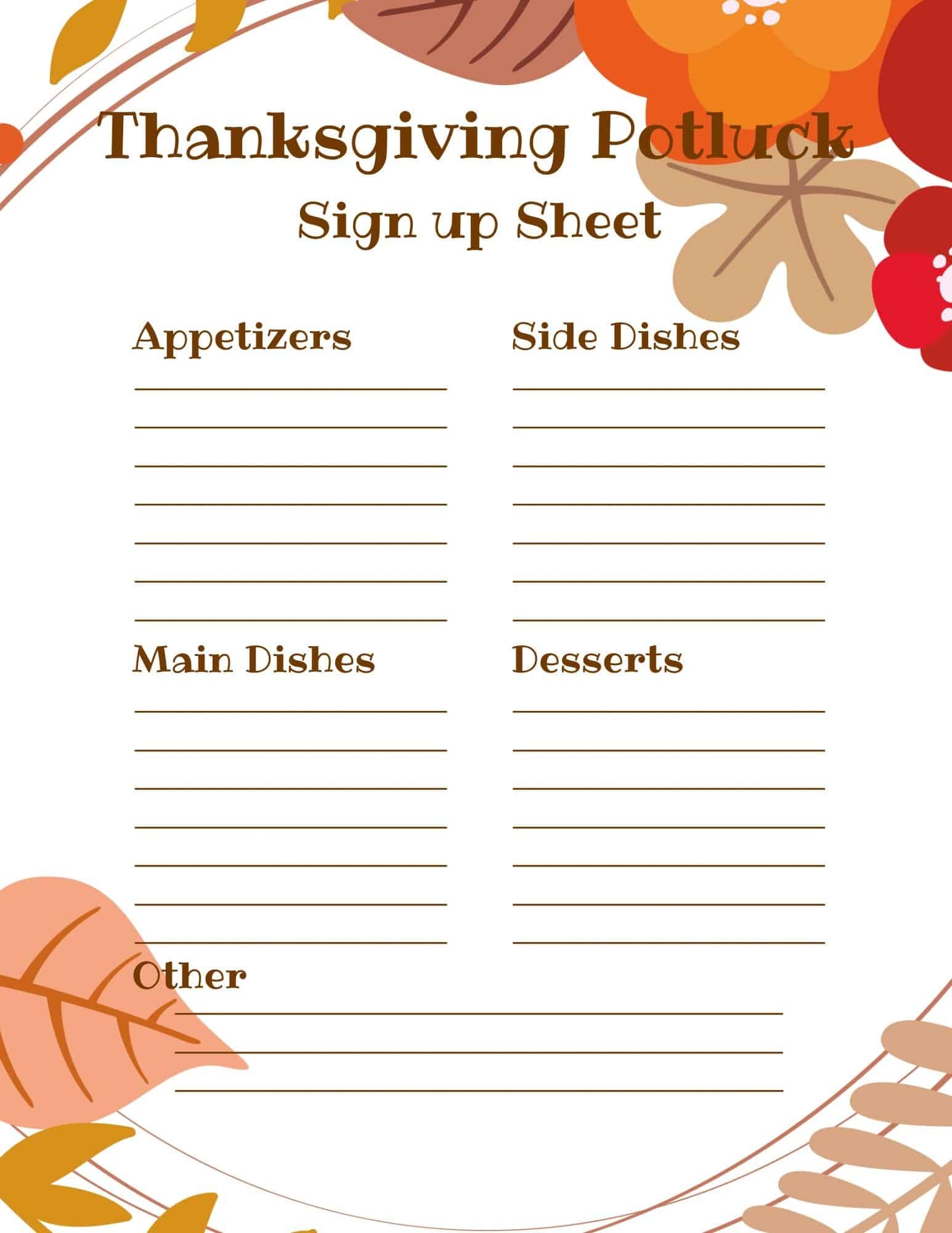 Free Printable Potluck Sign Up Sheet Templates Free Printable Potluck Sign Up Sheet Templates