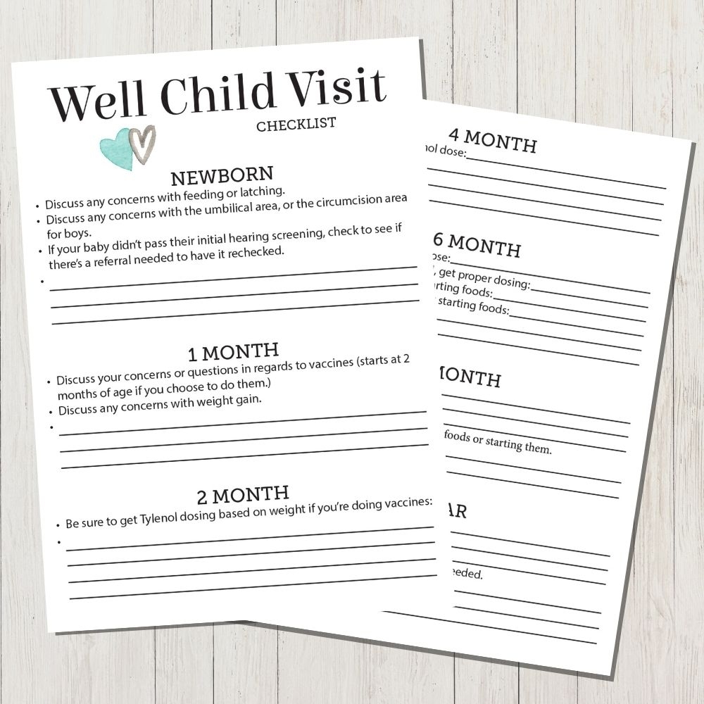 Well Child Checklist Printout From A Nurse In Your Purse Guidebook