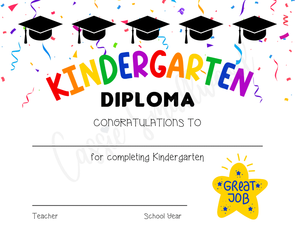 Kindergarten Diplomas Templates Printable Free