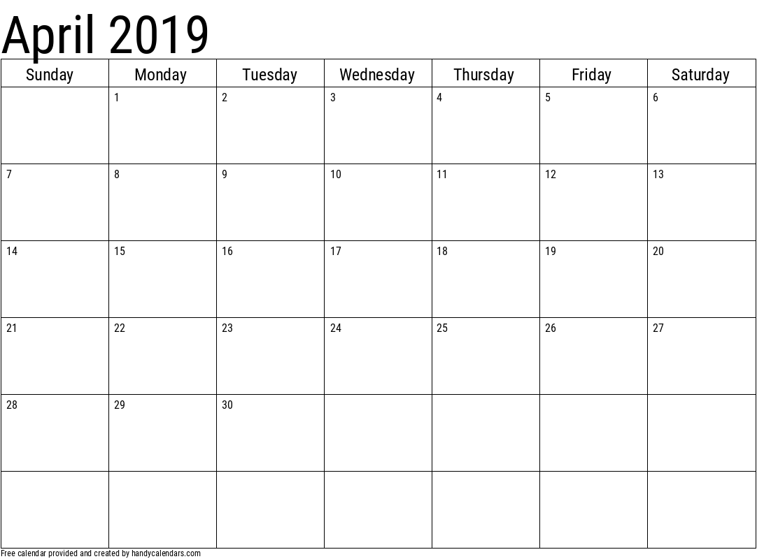 2019 April Calendars Handy Calendars 2019 April Calendars Handy Calendars