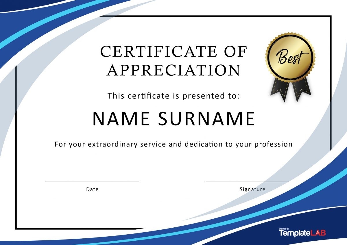 Certificate Of Appreciation Template Free Printable Certificate Of Appreciation Template Free Printable