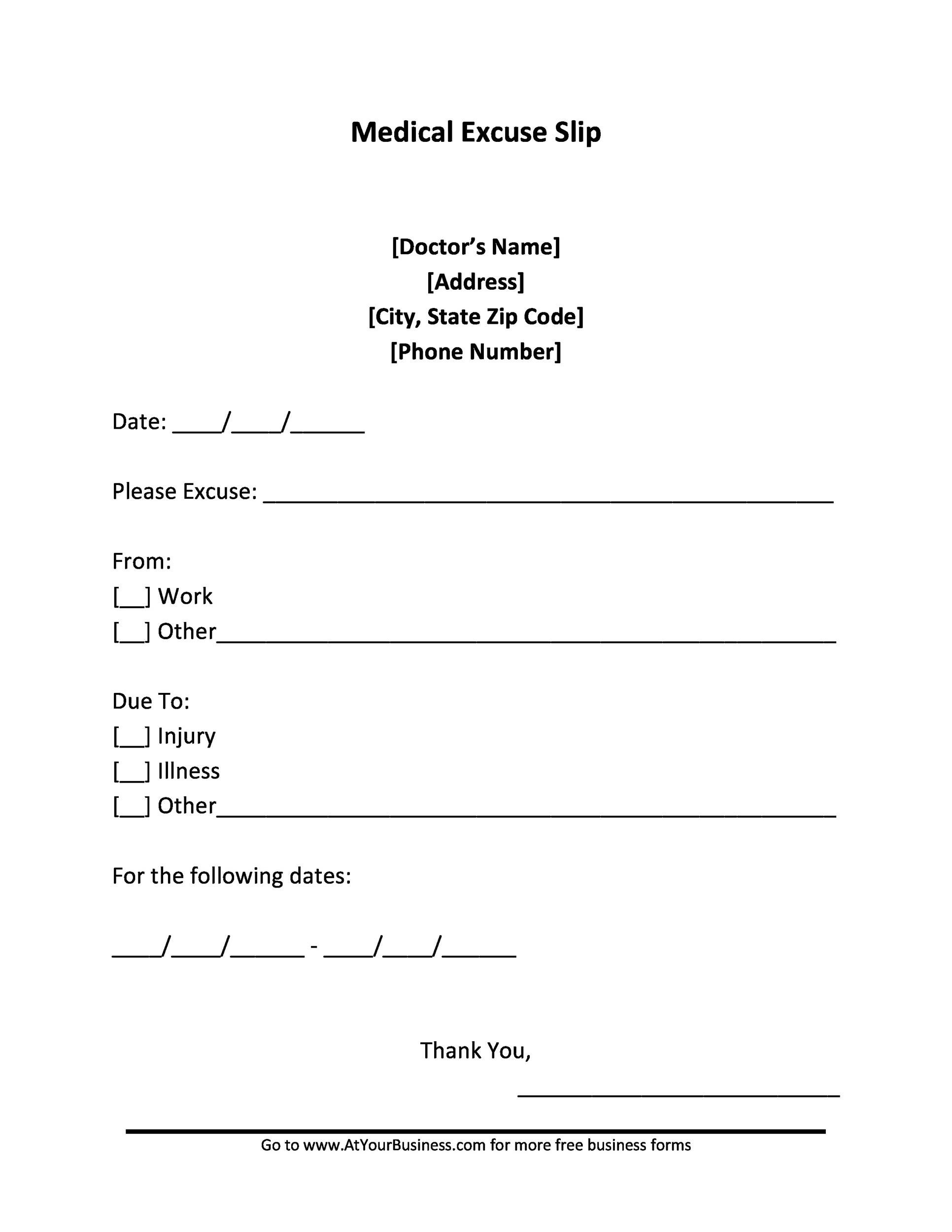36 Free Doctor Note Templates for Work Or School 36 Free Doctor Note Templates for Work Or School