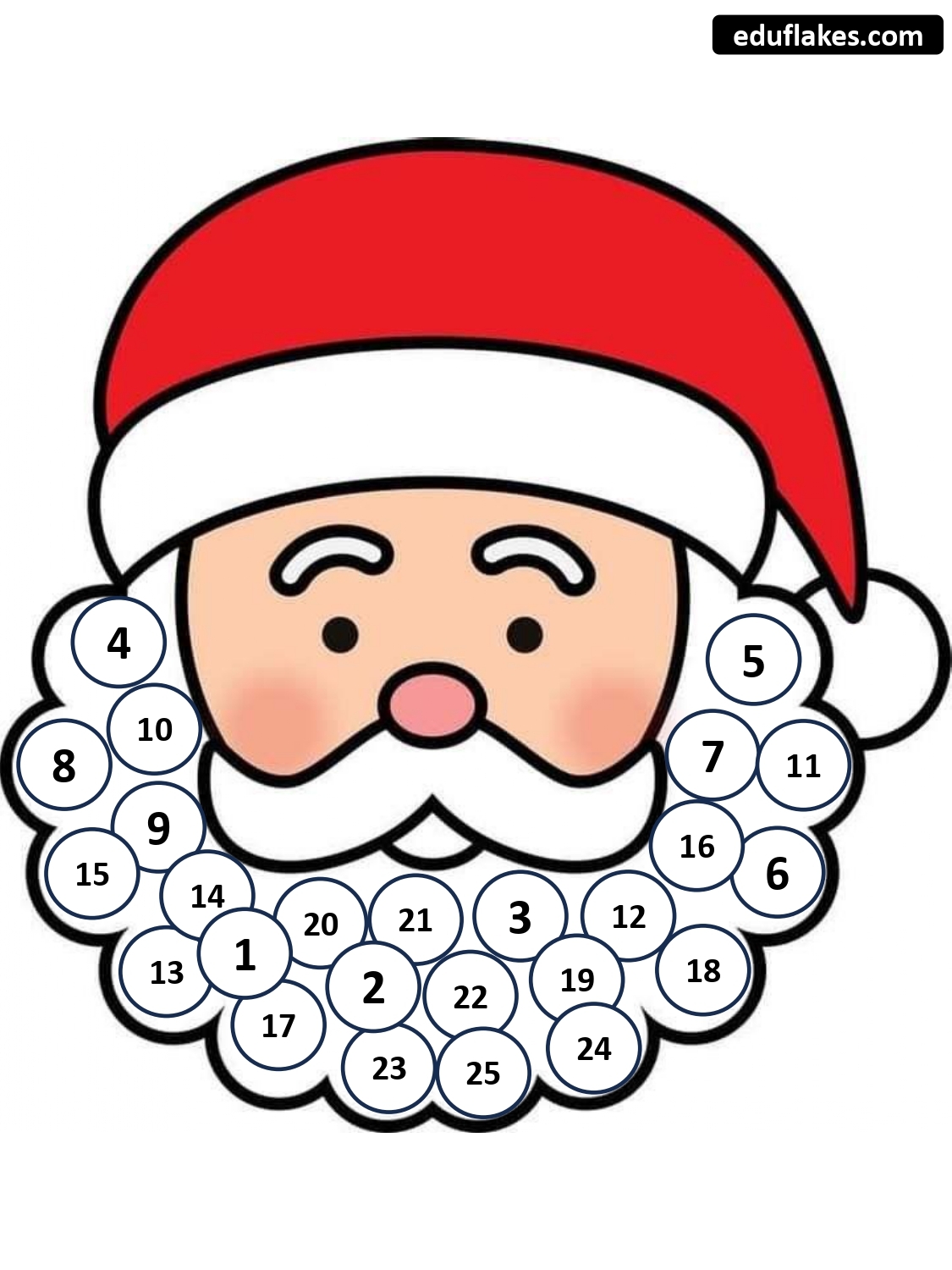 5 Santa Face Advent Calendars For Kids Free PDF Templates Eduflakes