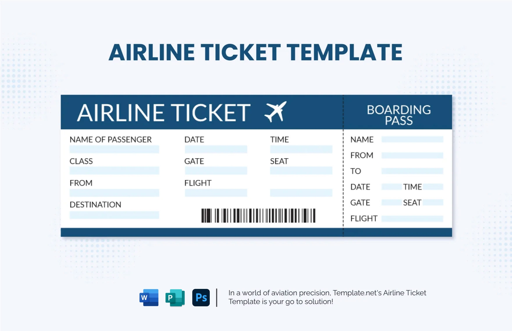 Airline Ticket Template In Word Publisher PSD Download Template Airline Ticket Template In Word Publisher PSD Download Template