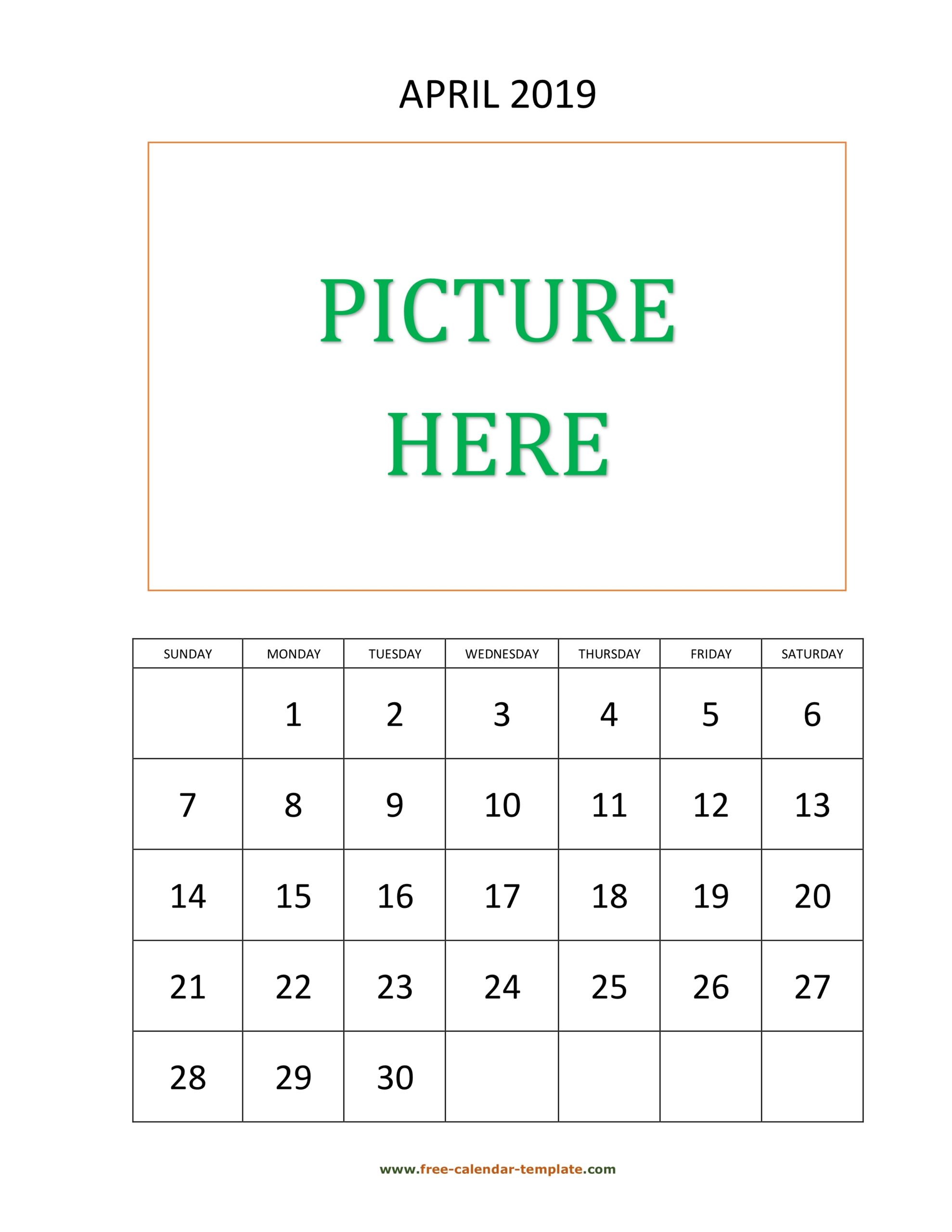 Free Printable April 2019 Calendar Template Free Printable April 2019 Calendar Template