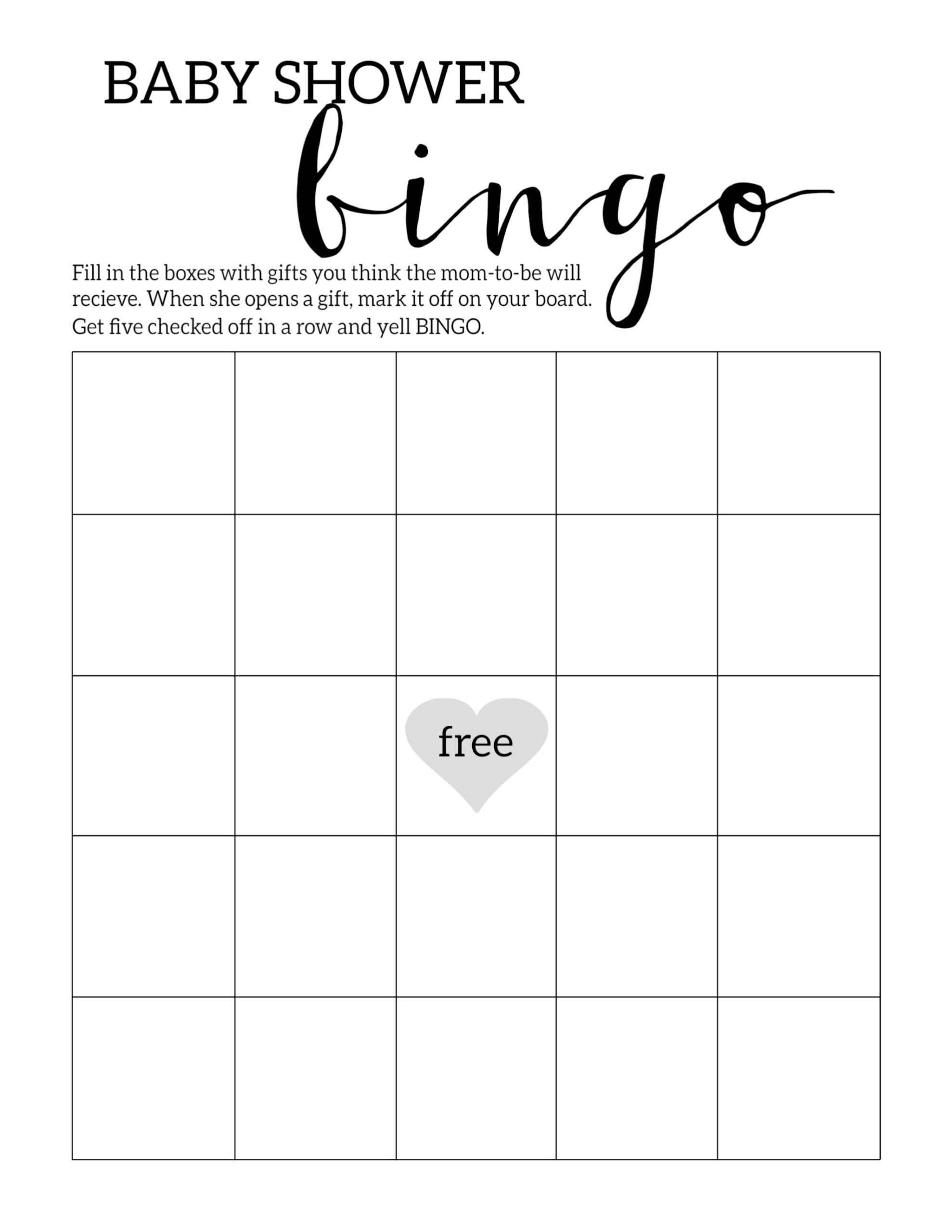 Baby Bingo Template Free Printable Baby Bingo Template Free Printable