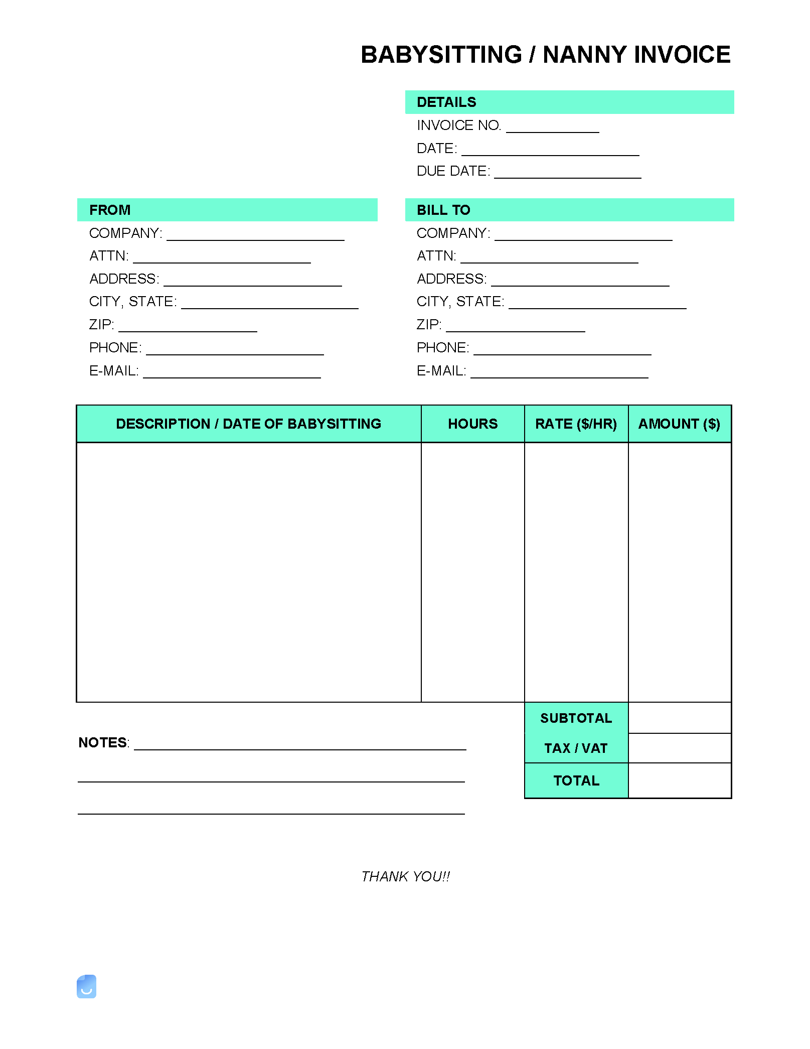 Babysitting Nanny Invoice Template Invoice Maker
