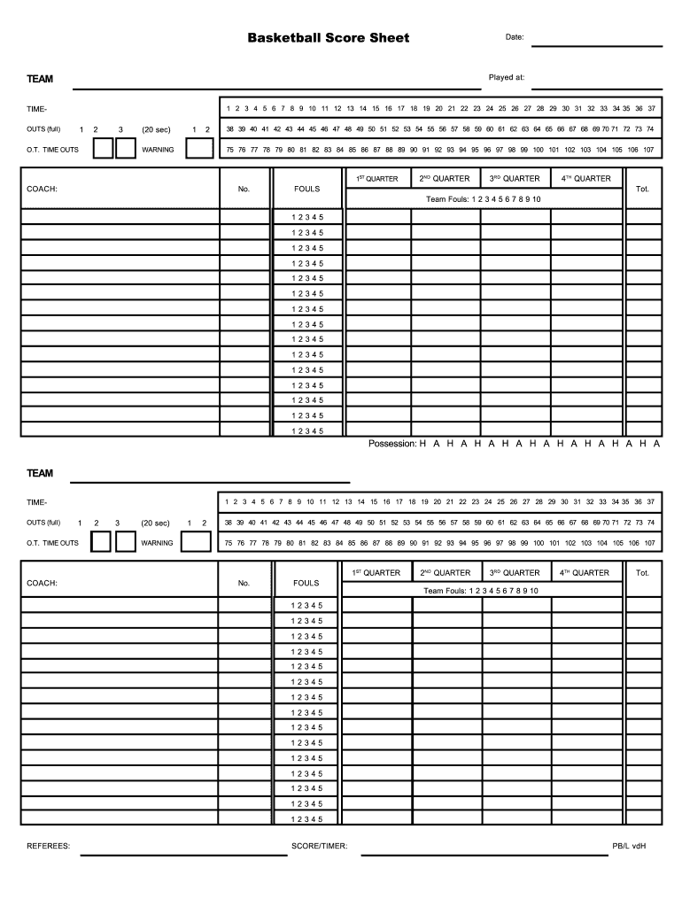 Basketball Score Sheet Mium Fill Online Printable Fillable Blank PdfFiller Basketball Score Sheet Mium Fill Online Printable Fillable Blank PdfFiller