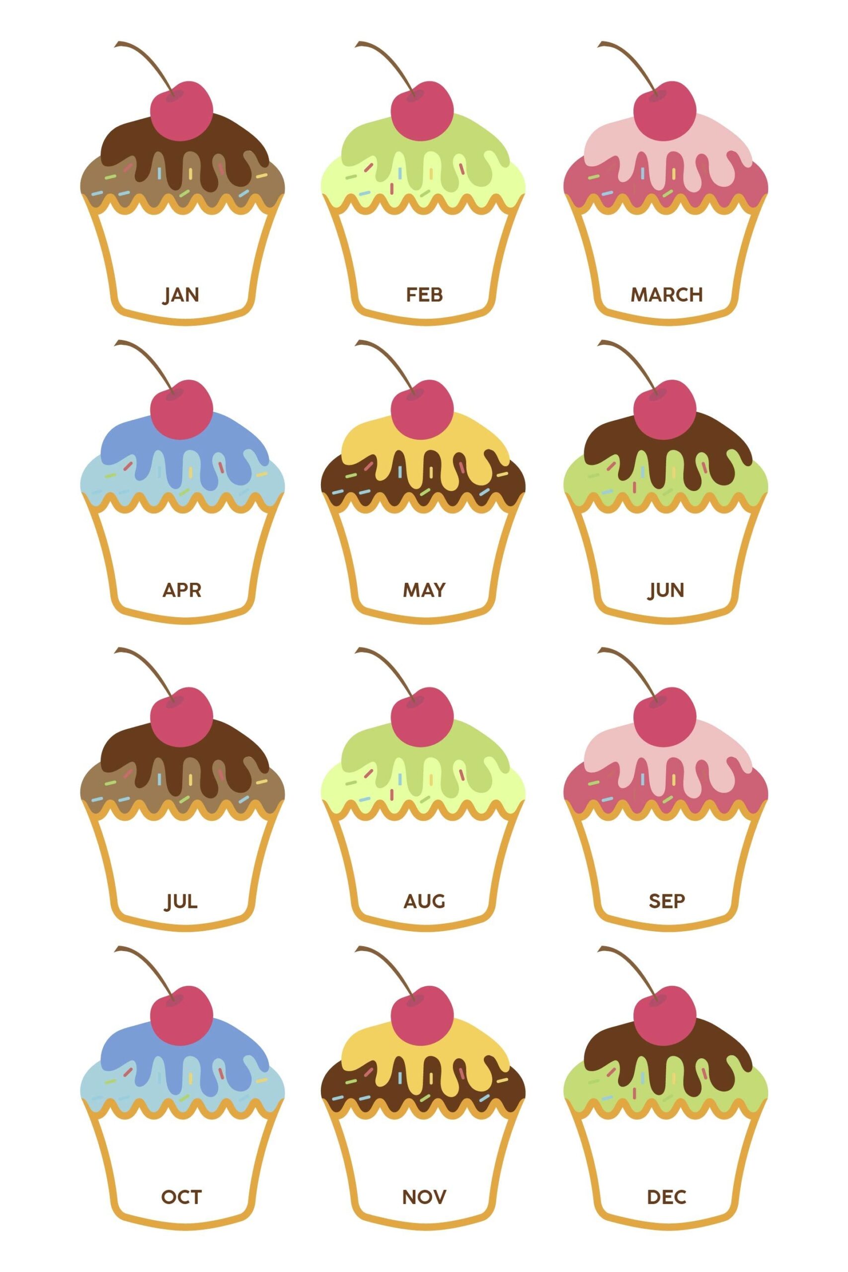 Birthday Cupcake Outlines 10 Free PDF Printables Printablee