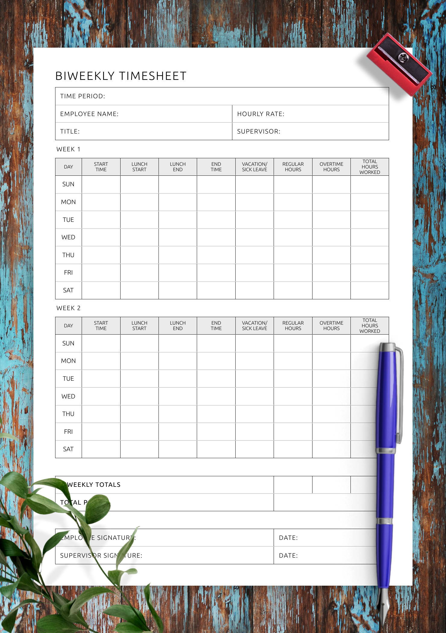 Free Printable Biweekly Timesheet Templates