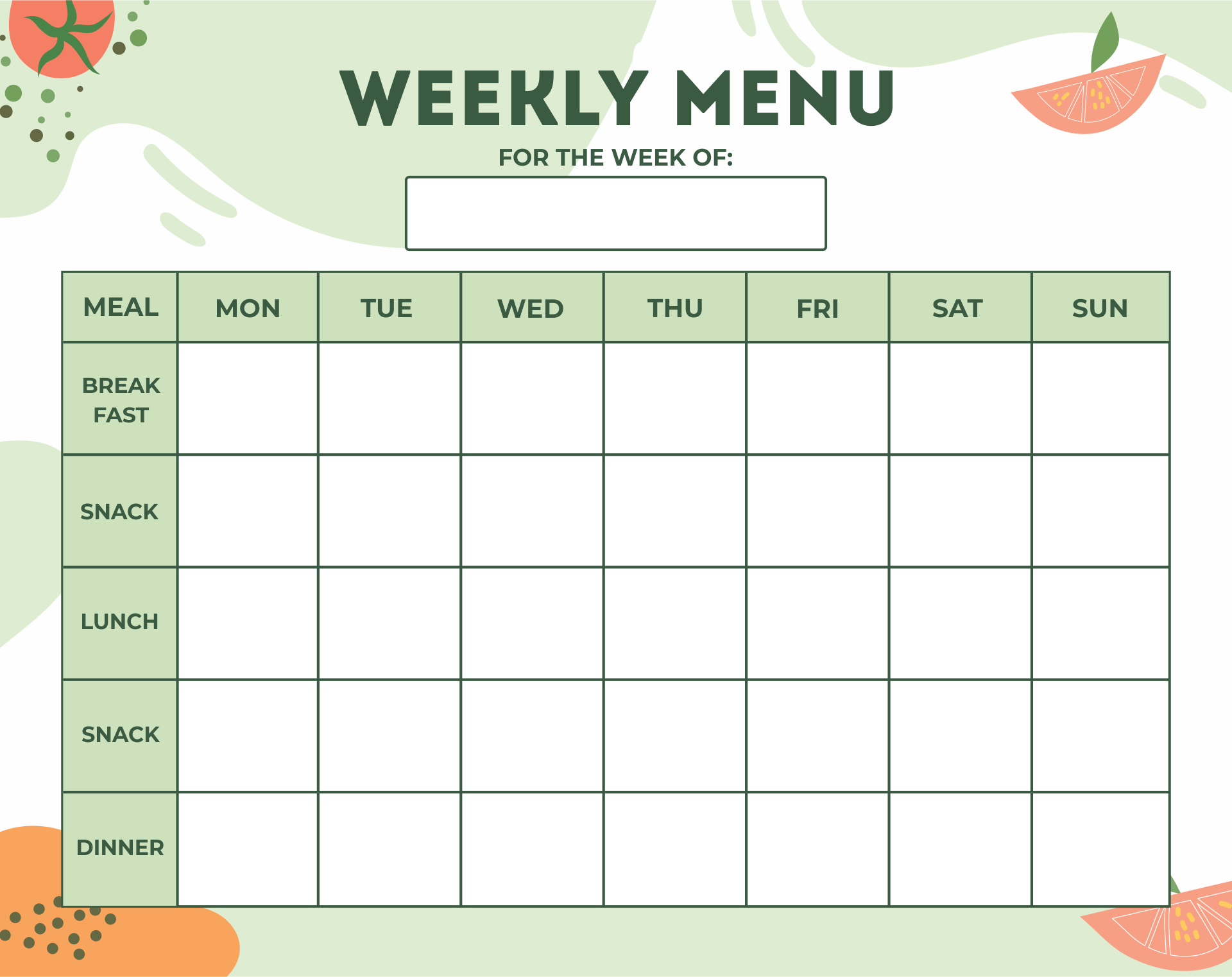Blank Menu For Daycares 10 Free PDF Printables Printablee