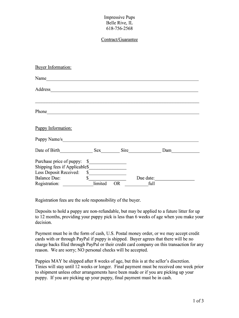 Contract Form Impressive Pups Fill Out Sign Online DocHub