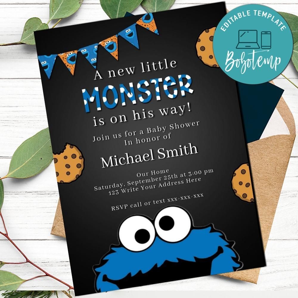 Printable Cookie Monster Invitation Template Free Printable Cookie Monster Invitation Template Free