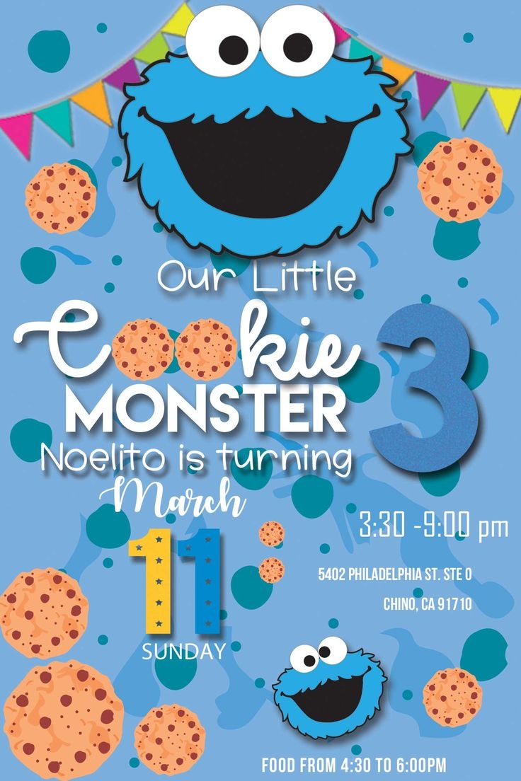 Cookie Monster Birthday Party Invitation Cookie Monster Birthday Party Invitation