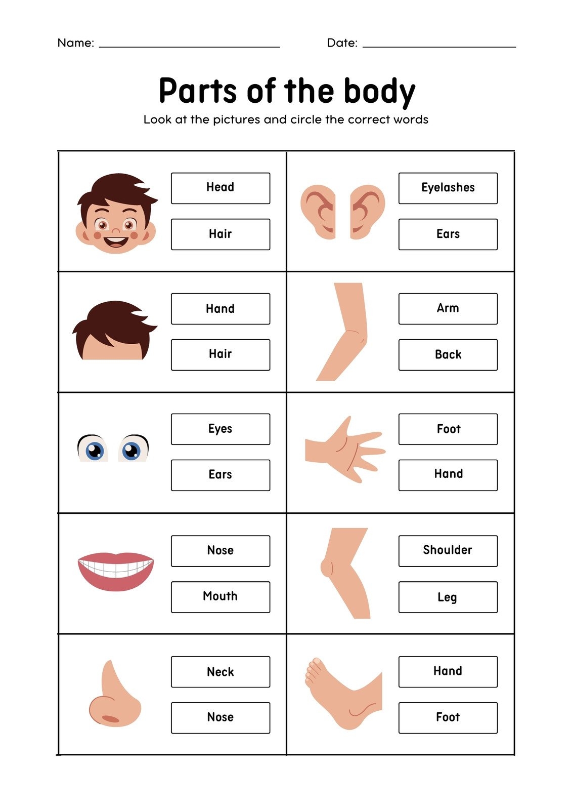Free Printable Body Parts Template Free Printable Body Parts Template