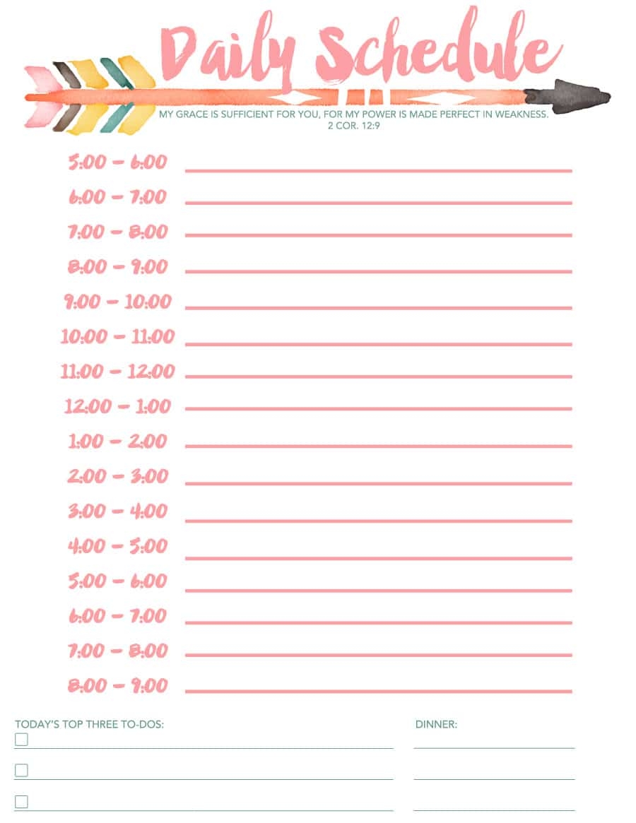 Free Printable Daily Schedule Template Free Printable Daily Schedule Template