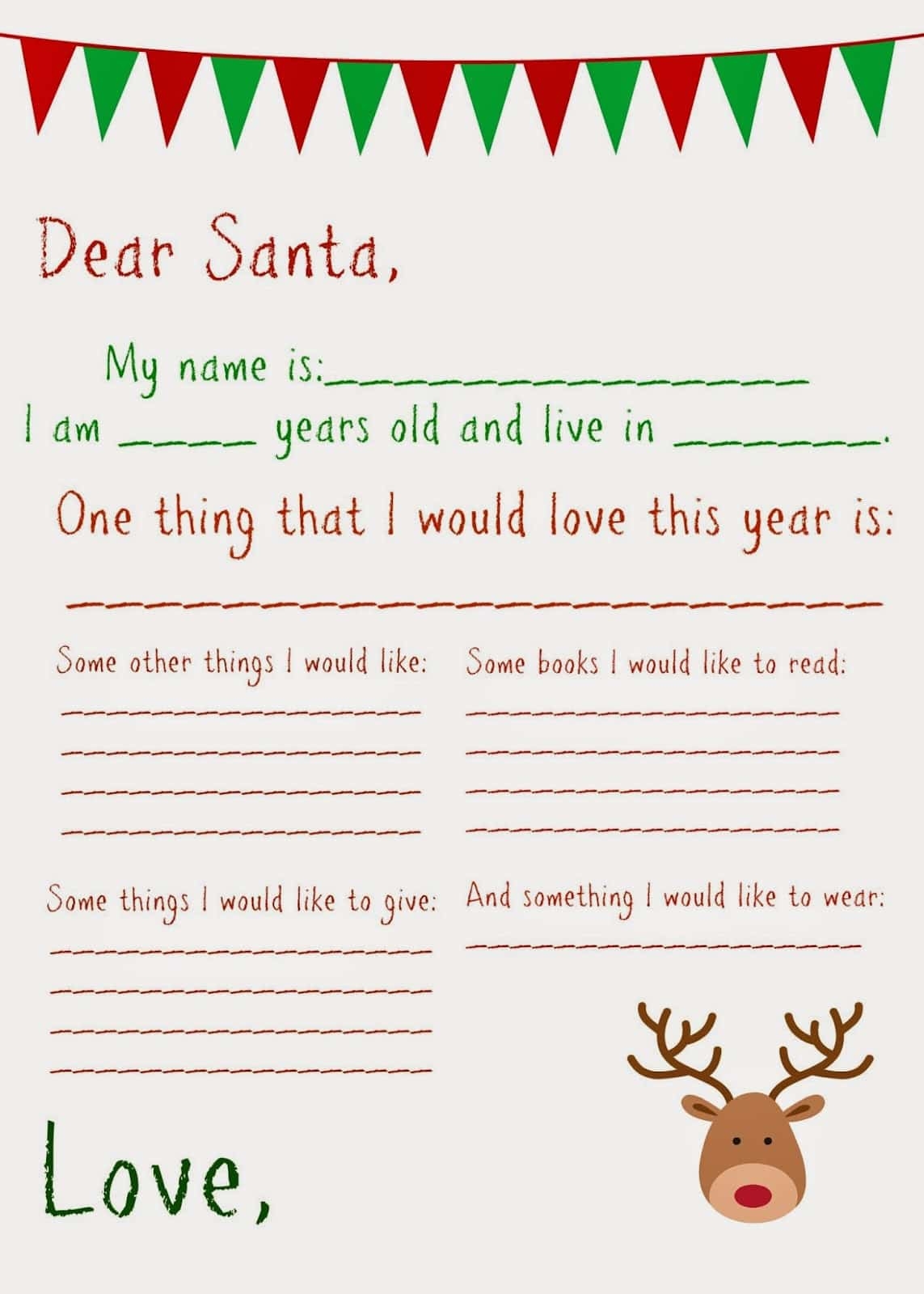 Free Printable Letter To Santa Template