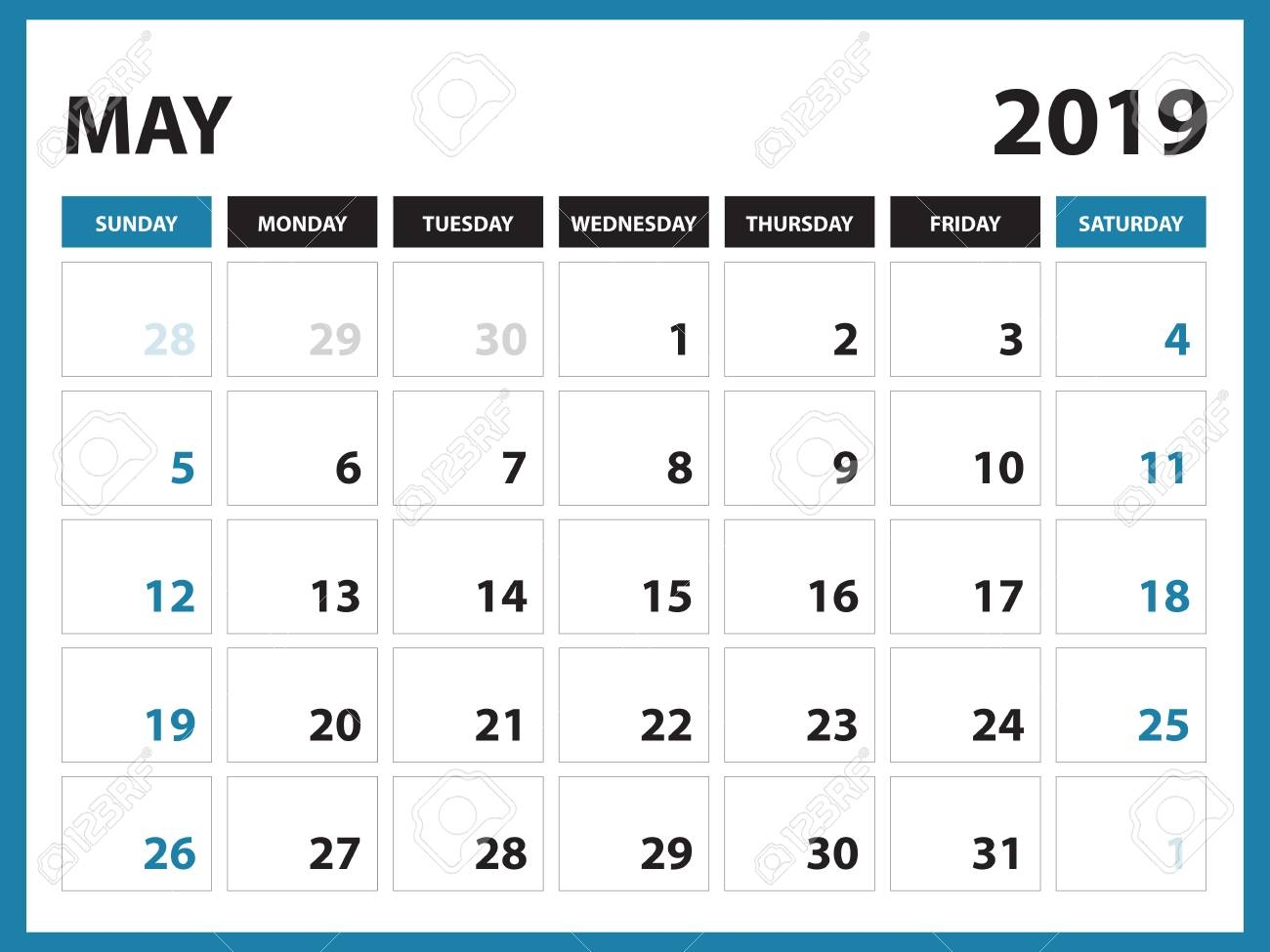 Free Printable May 2019 Calendar Template Free Printable May 2019 Calendar Template