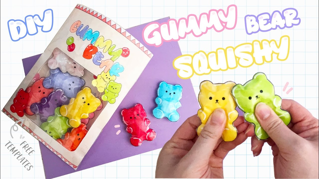 DIY PAPER SQUISHY Gummy Bear Bag FREE TEMPLATE YouTube