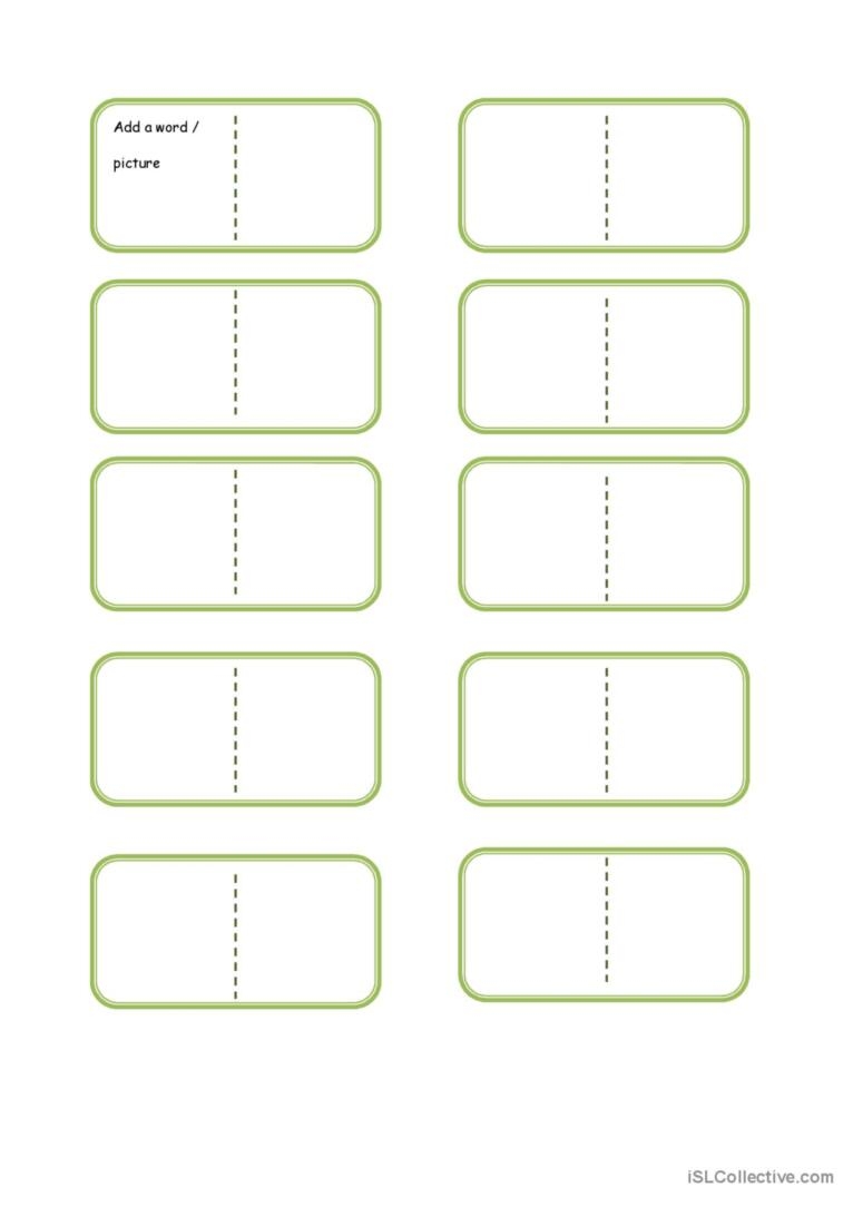 Domino Game Template English ESL Worksheets Pdf Doc