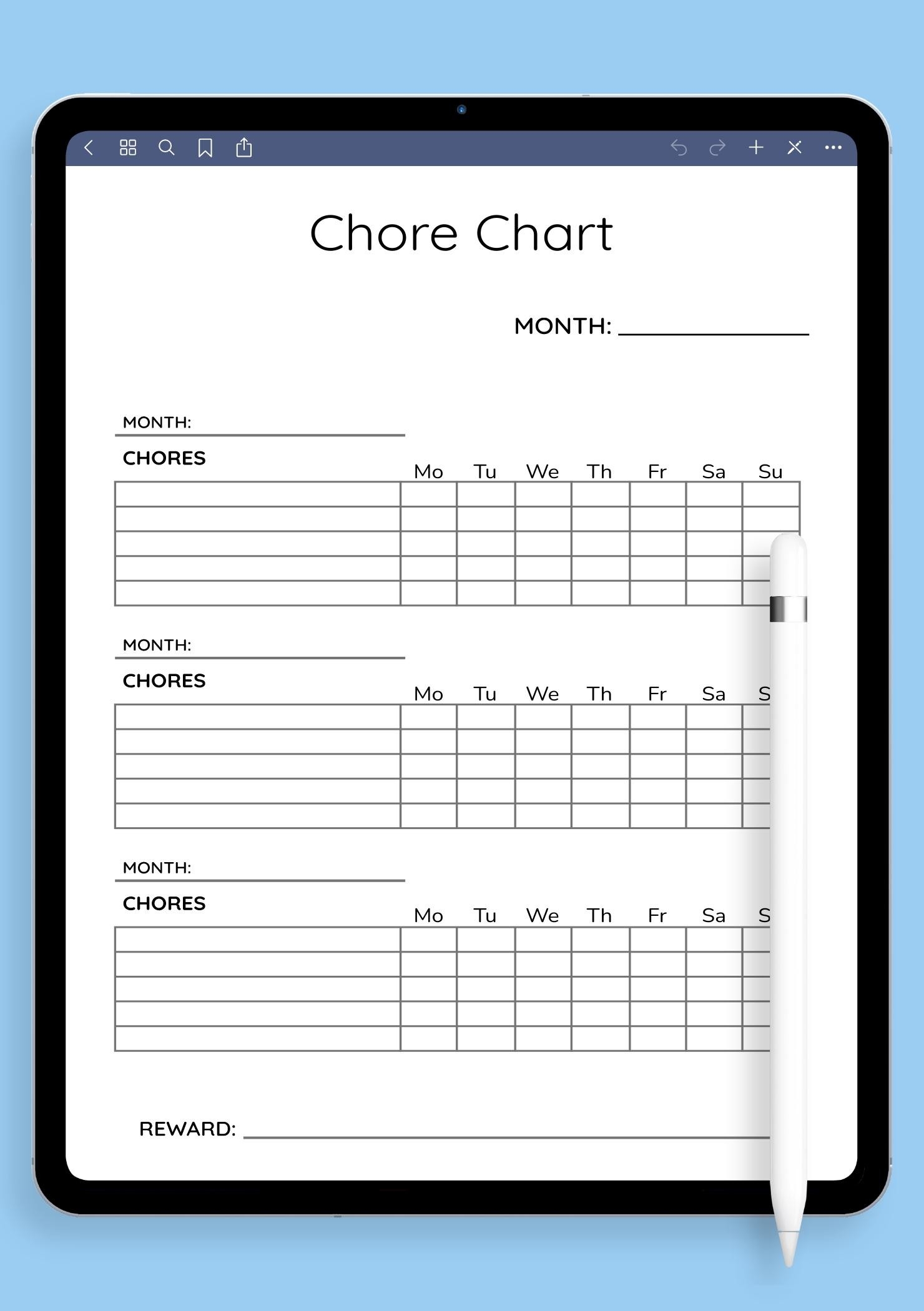 Free Printable Monthly Chore Chart Templates Free Printable Monthly Chore Chart Templates