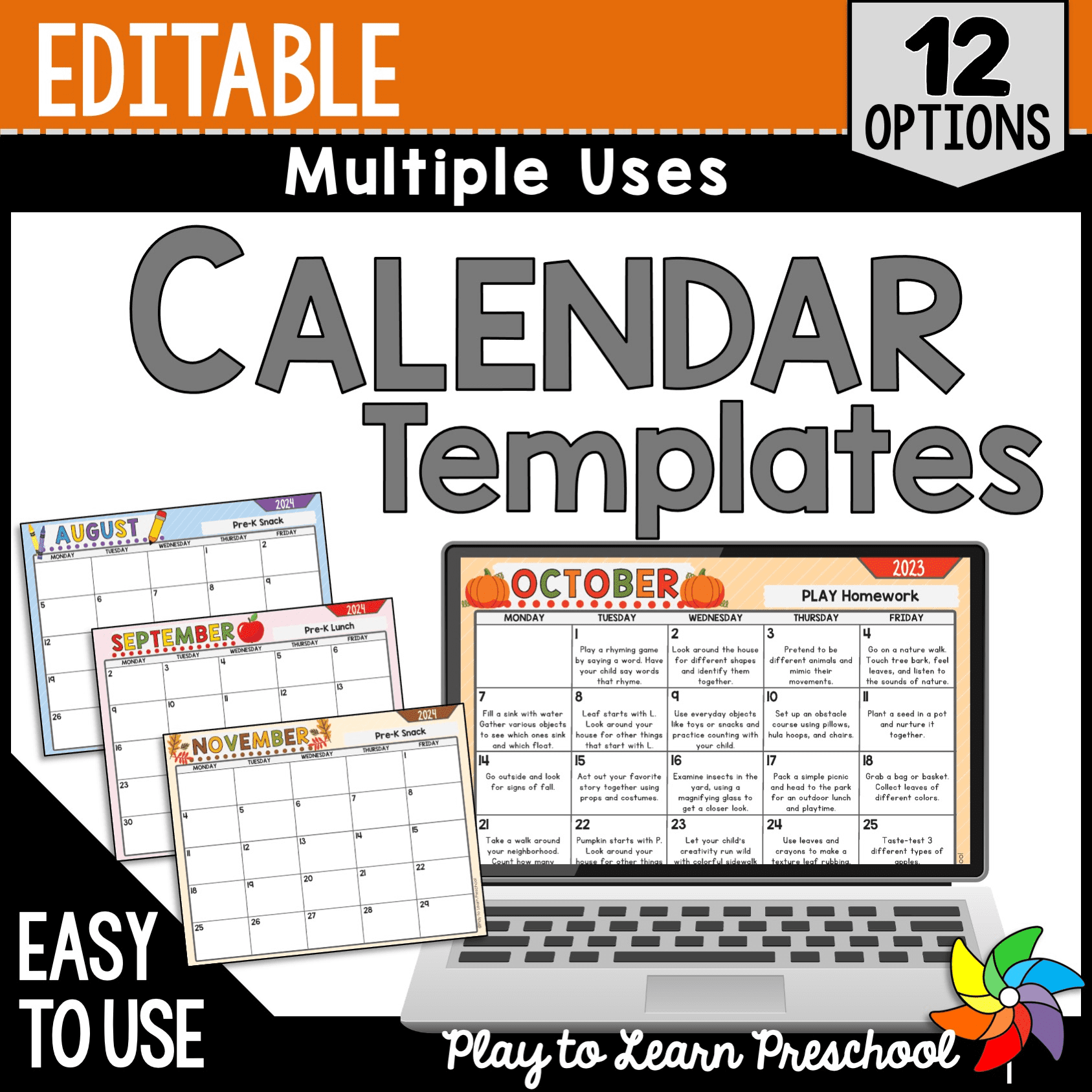 Editable Classroom Calendars Play To Learn Preschool Editable Classroom Calendars Play To Learn Preschool