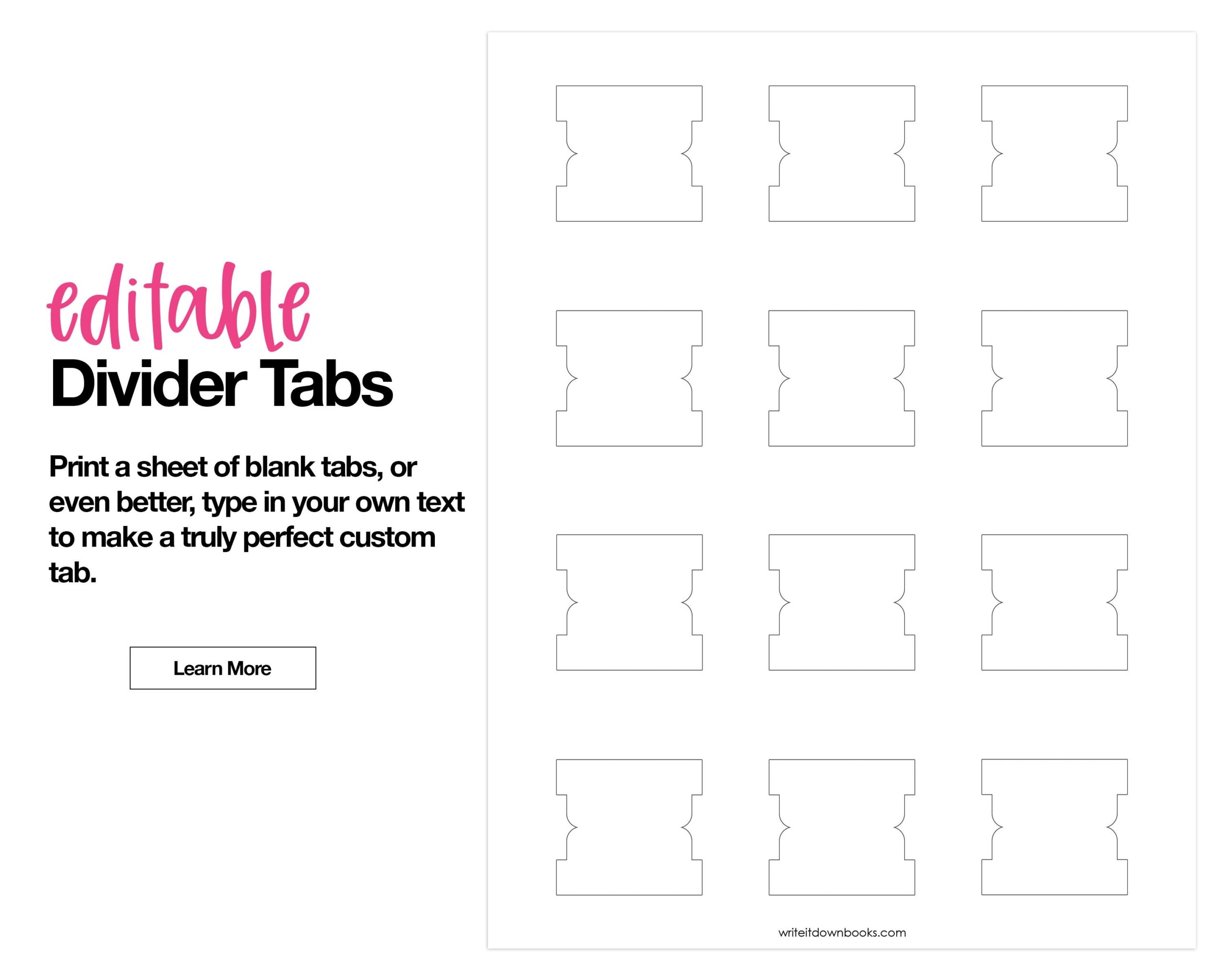 Free Printable Divider Tabs Template