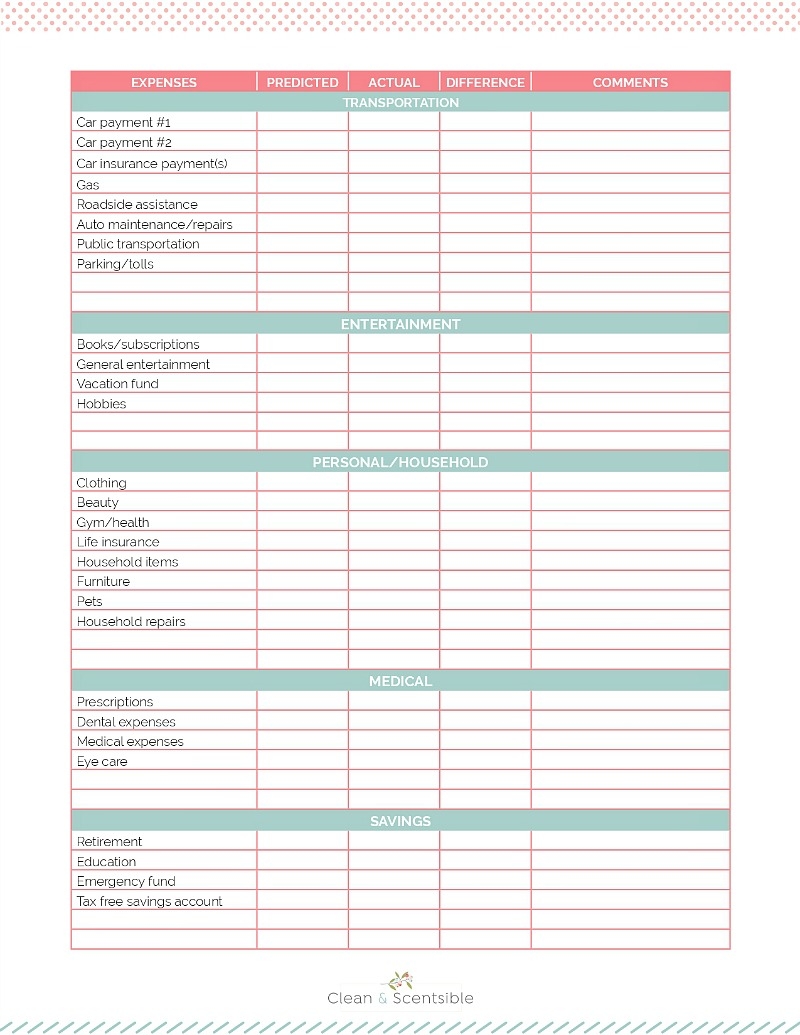 Monthly Household Budget Template Free Printable Monthly Household Budget Template Free Printable