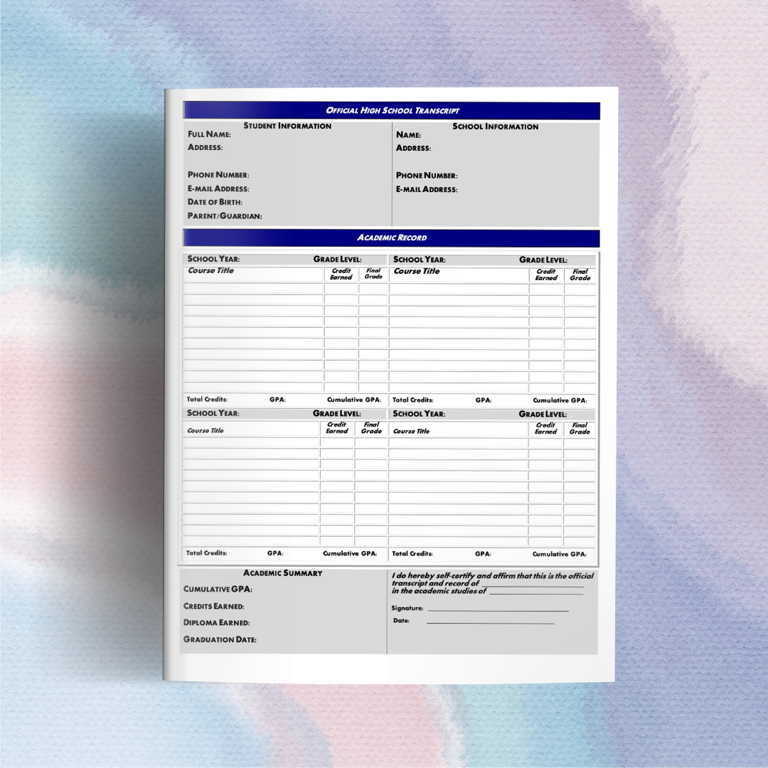 Free Printable High School Transcript Templates Free Printable High School Transcript Templates