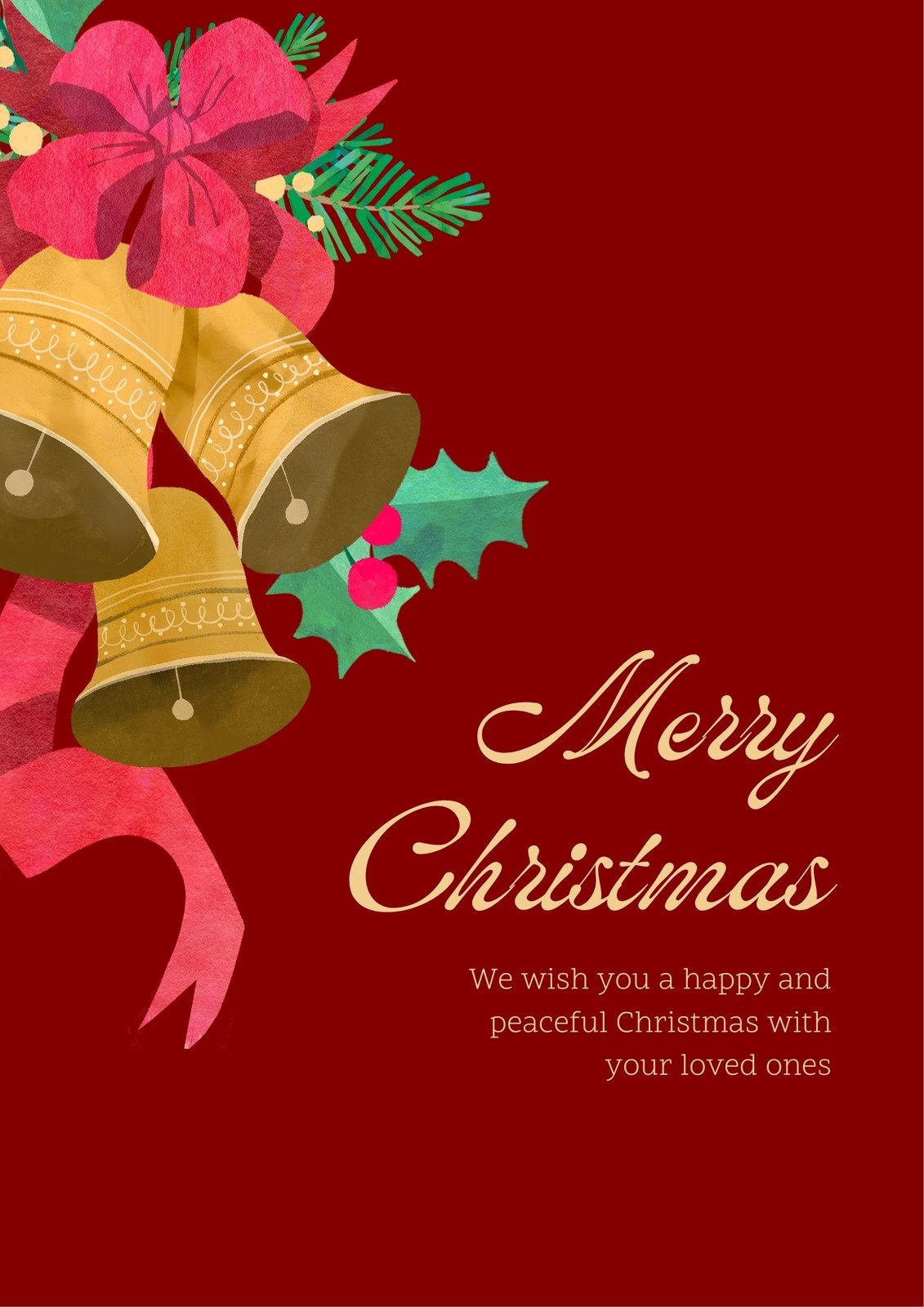 Free Coloured Printable Christmas Bell Template Free Coloured Printable Christmas Bell Template