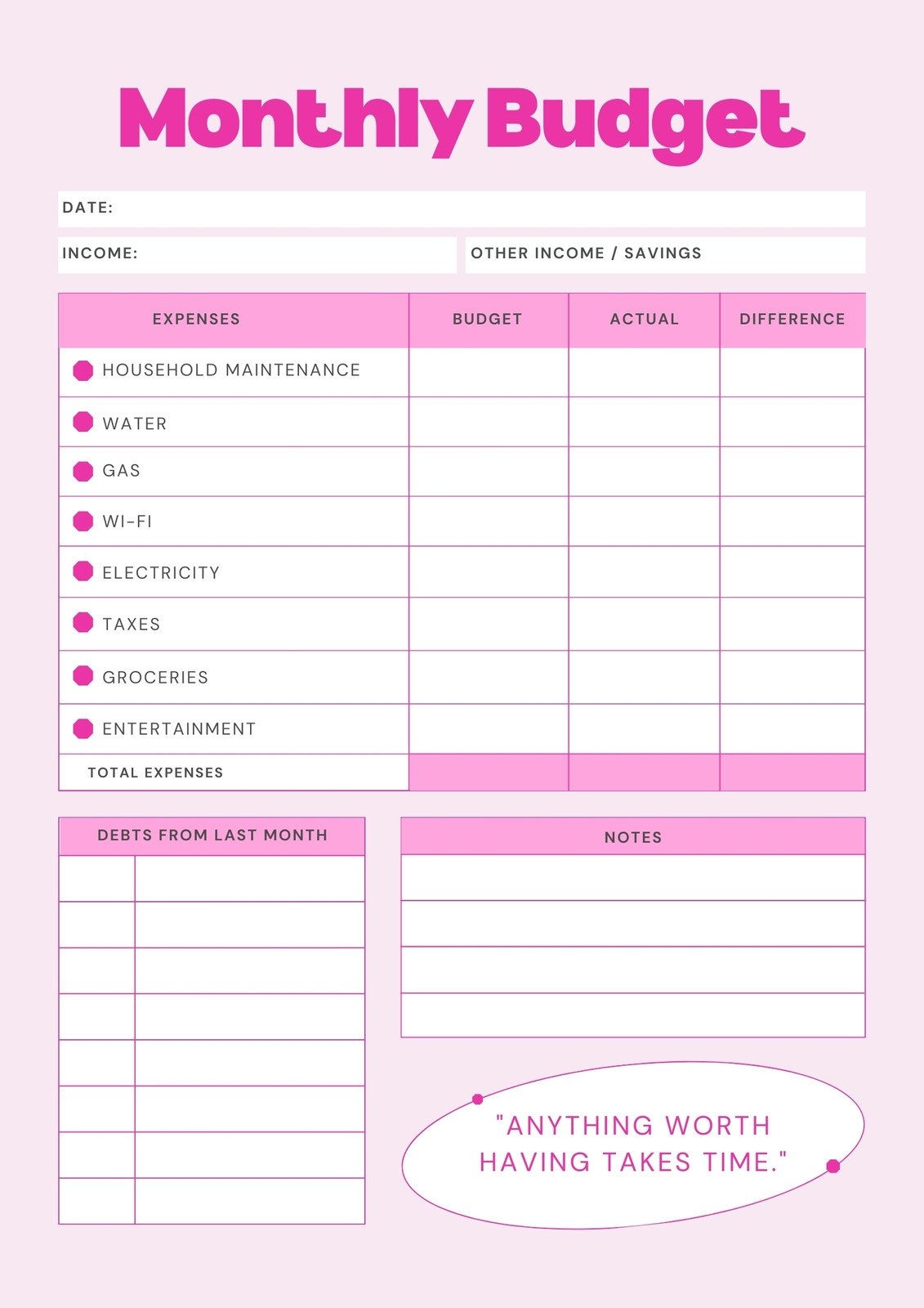 Free Printable Yearly Budget Templates Free Printable Yearly Budget Templates