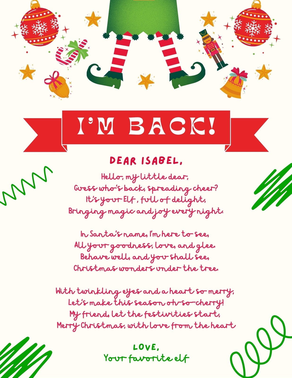 Elf On The Shelf Letter Templates Free Printable
