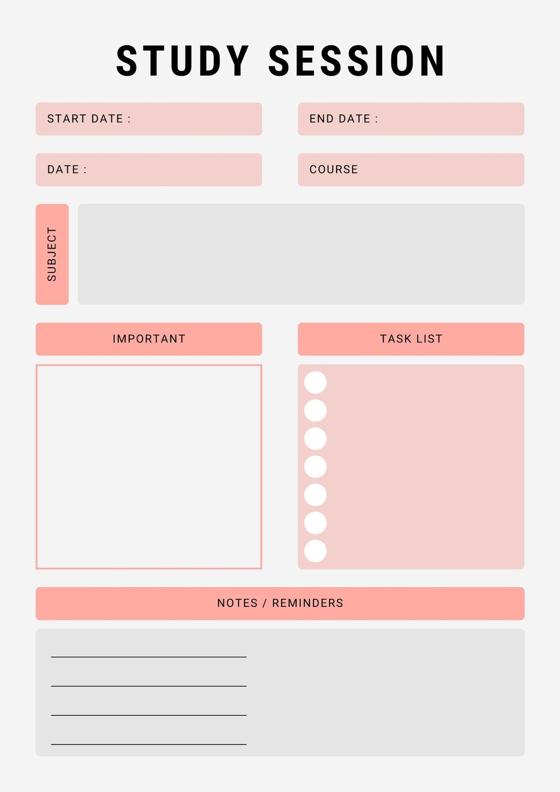 Free And Customizable Study Templates