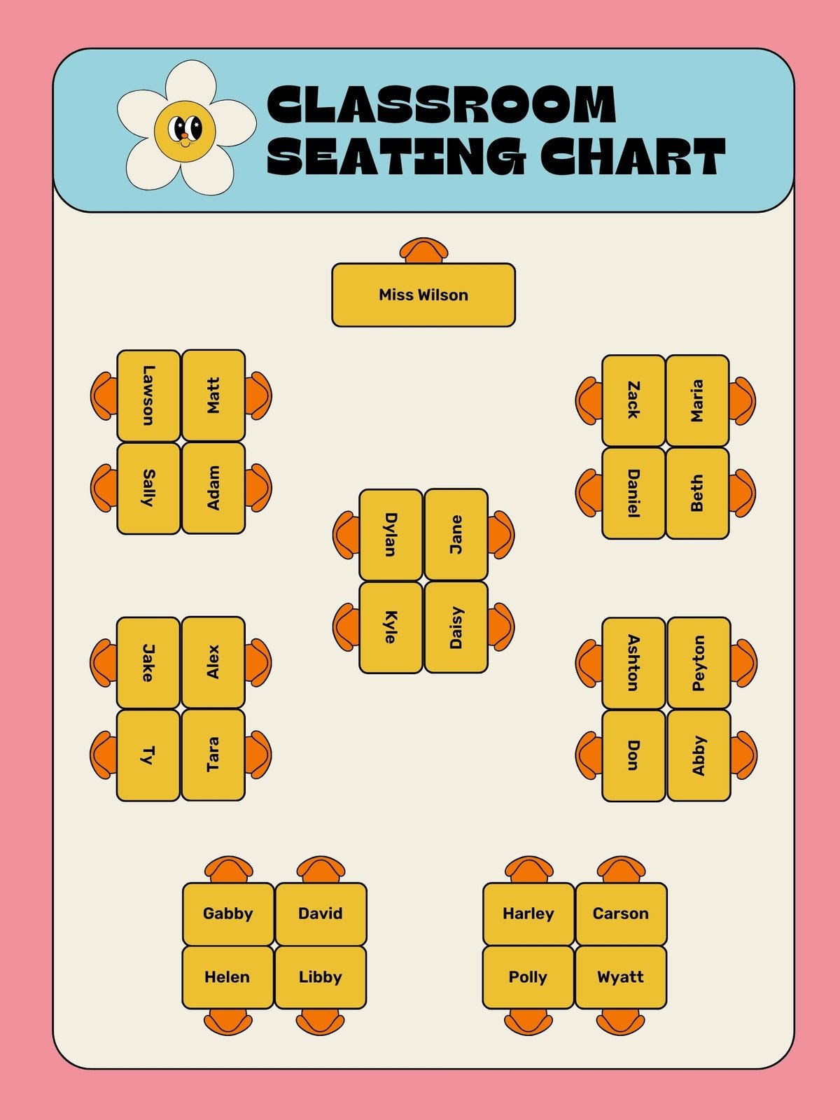 Free Custom Printable Seating Chart Templates Canva Free Custom Printable Seating Chart Templates Canva