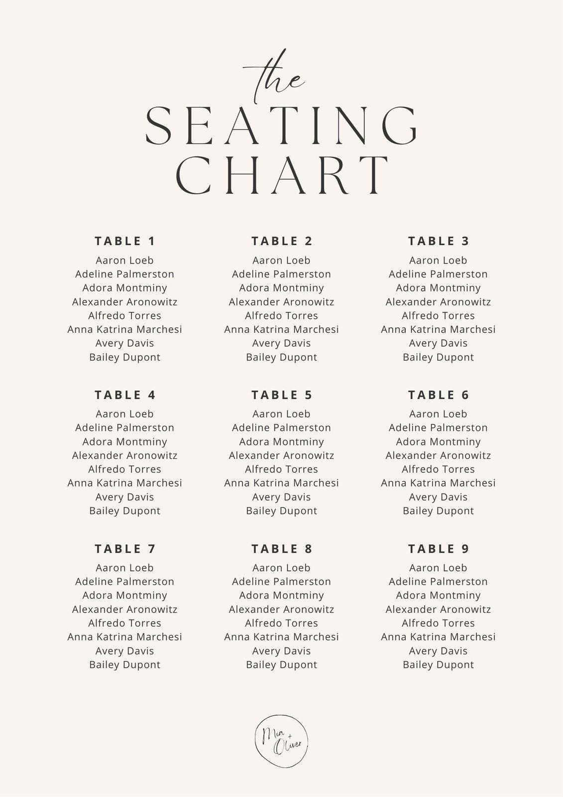 Free Custom Printable Wedding Seating Chart Templates Canva