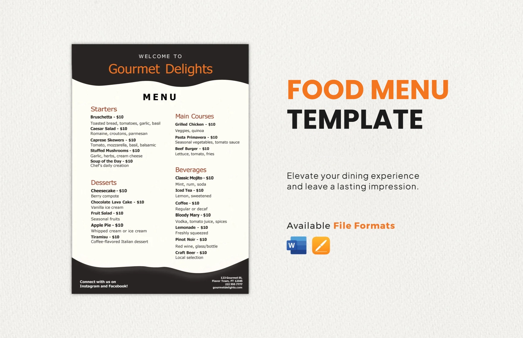 Free Printable Menu Templates Word