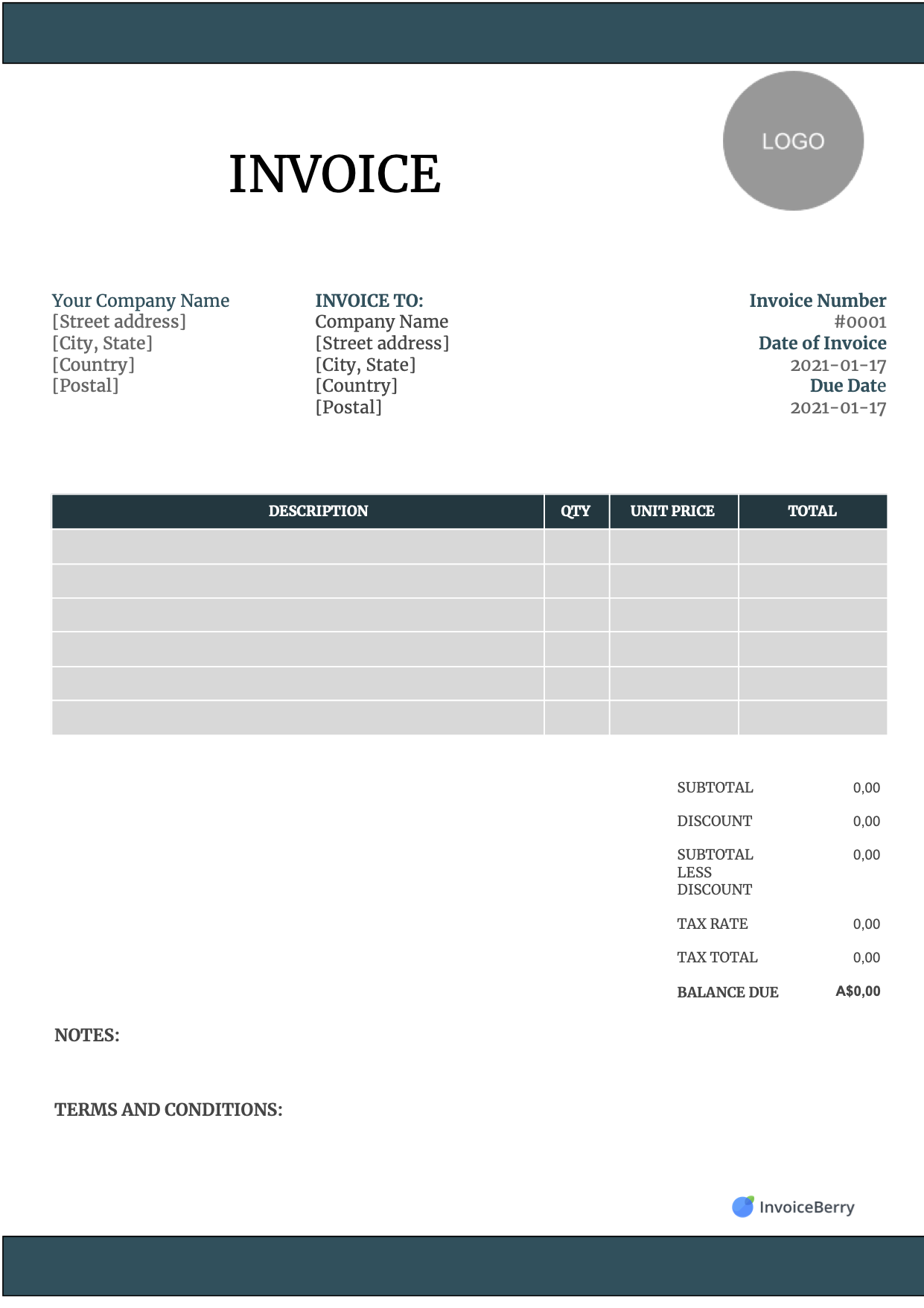 Free Printable Billing Invoice Templates